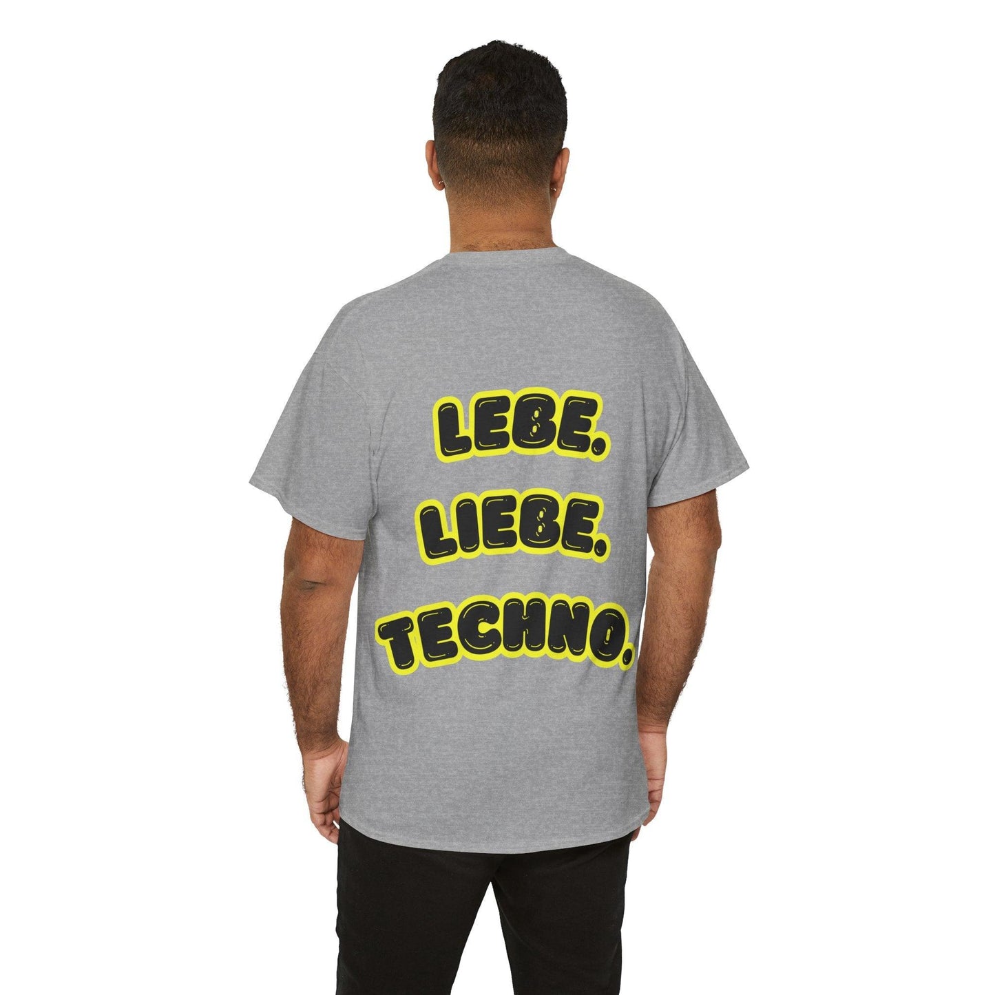 Techno Love Unisex Fan T-Shirt - Bassline Merch Slogan Gelb Design