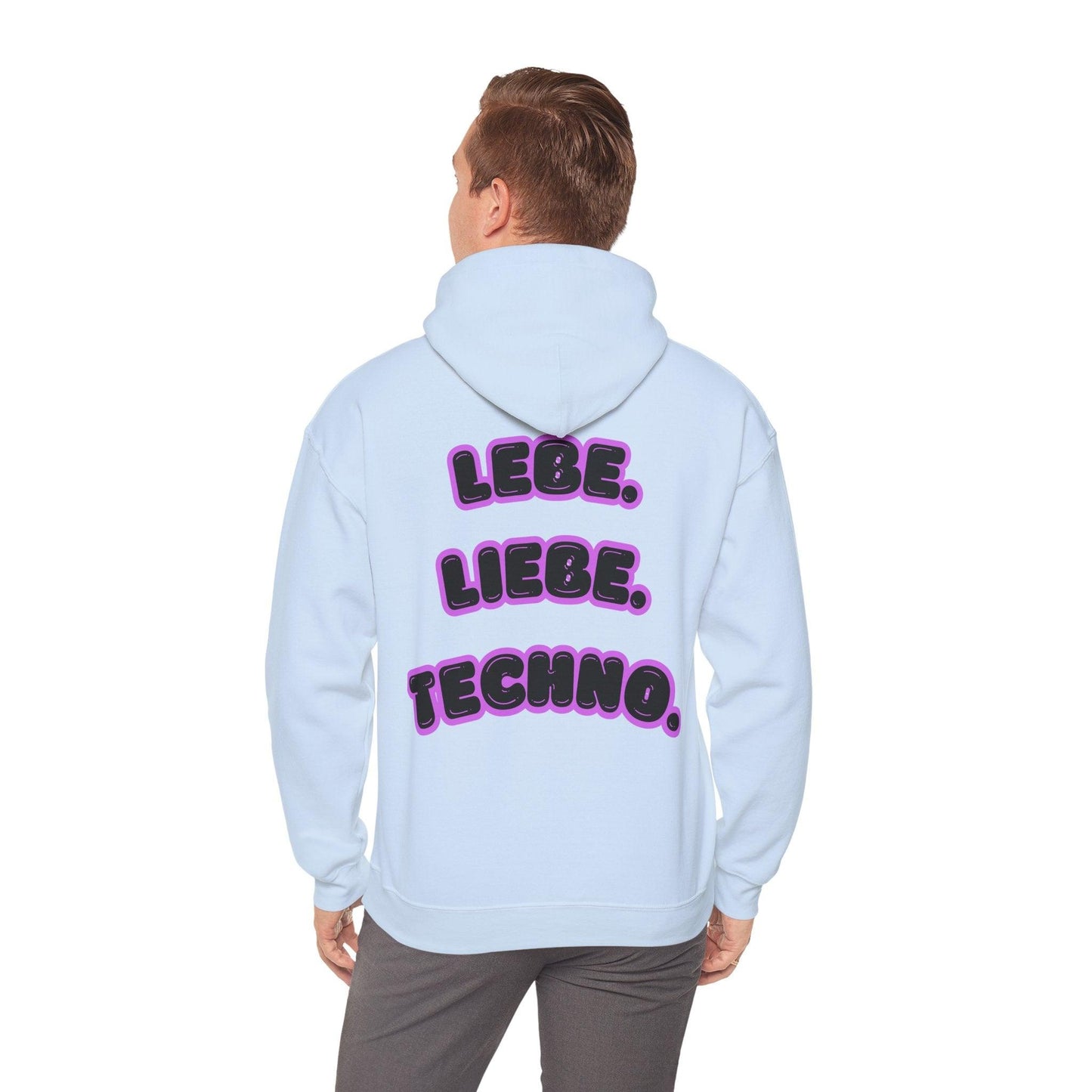 Techno Love Unisex Hoodie - Bassline Merch Slogan Lila Design