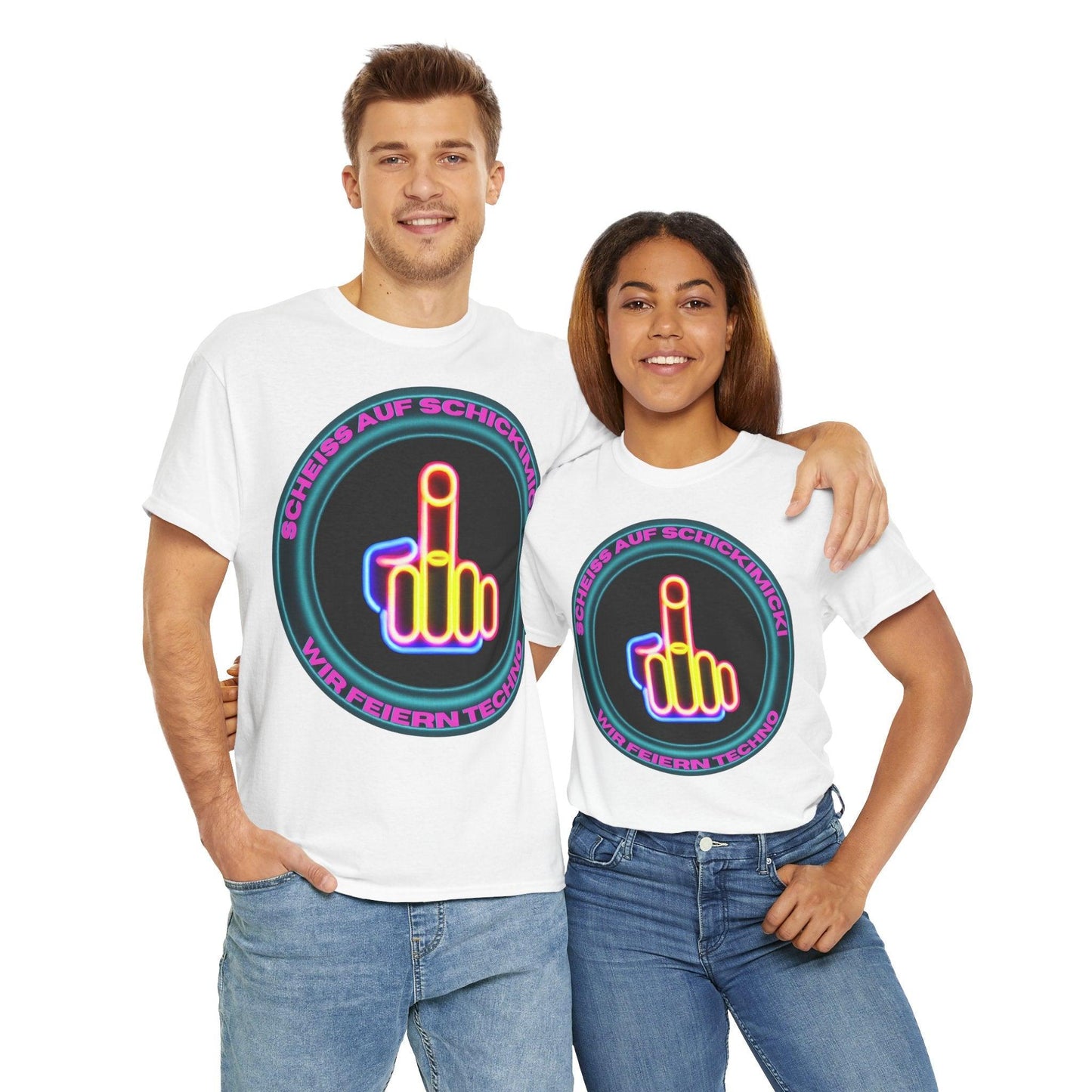 Techno Rave Neon Mittelfinger Unisex T-Shirt