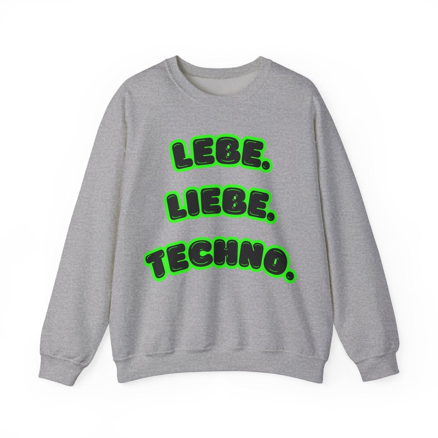Techno Love Unisex Sweatshirt - Bassline Merch Slogan Grün Design