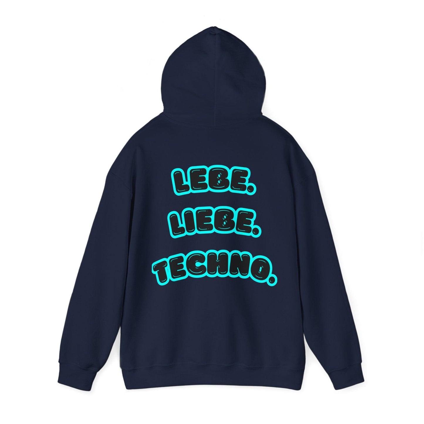 Techno Love Unisex Hoodie - Bassline Merch Slogan Hellblau Design