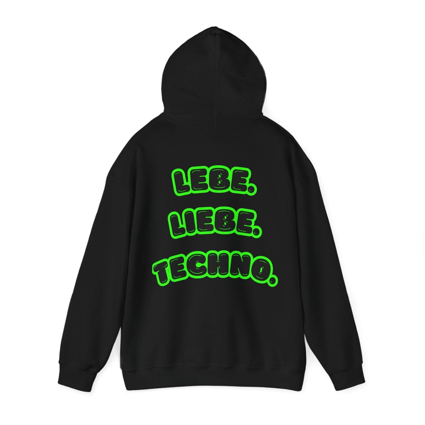 Techno Love Unisex Hoodie - Bassline Merch Slogan Grün Design