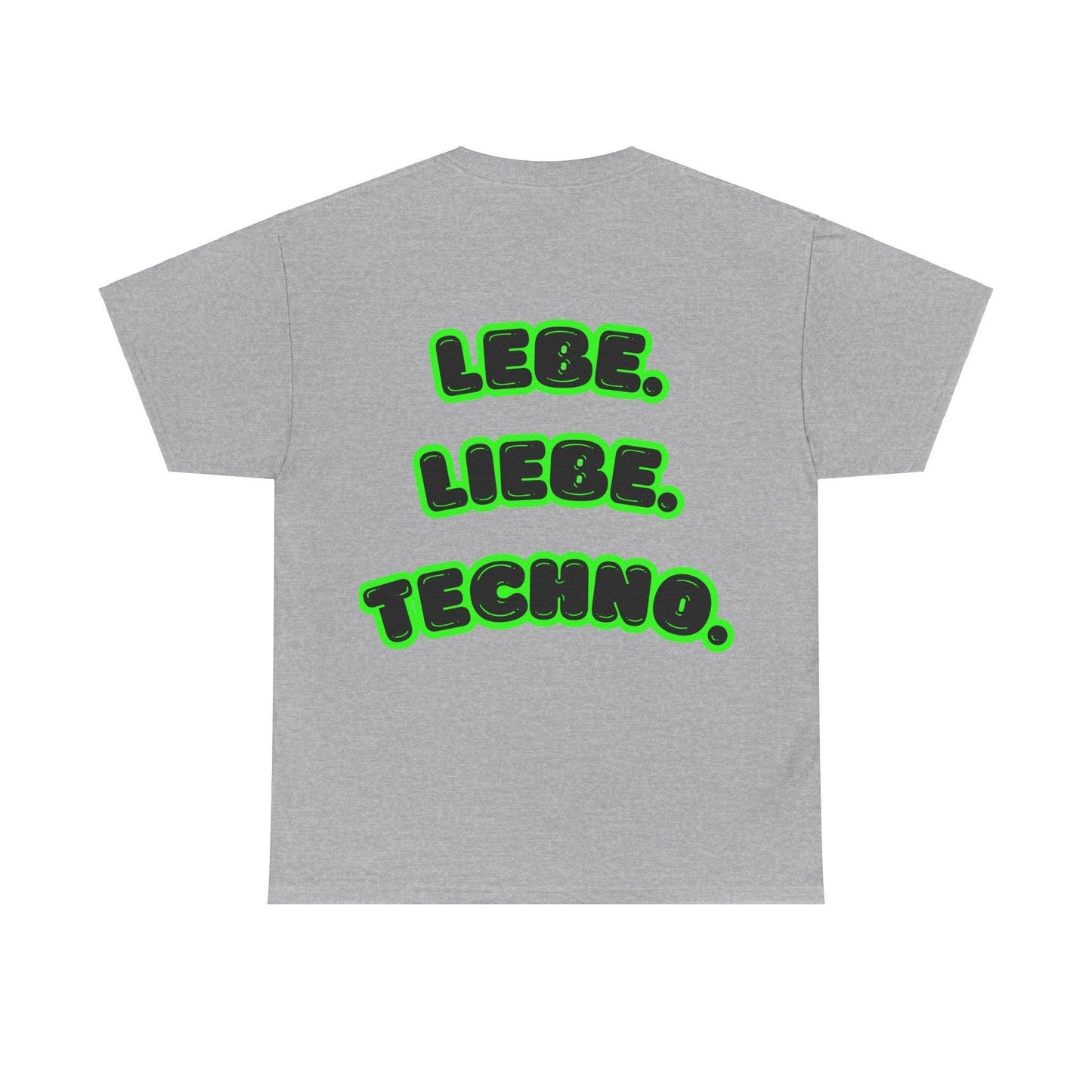 Techno Love Unisex Fan T-Shirt - Bassline Merch Slogan Grün Design