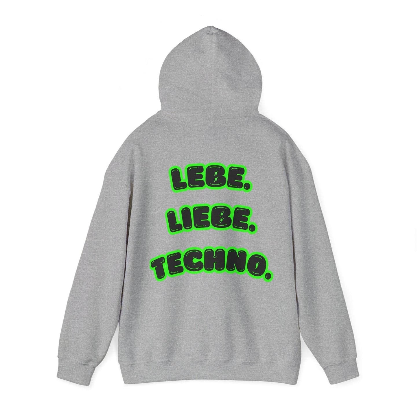 Techno Love Unisex Hoodie - Bassline Merch Slogan Grün Design