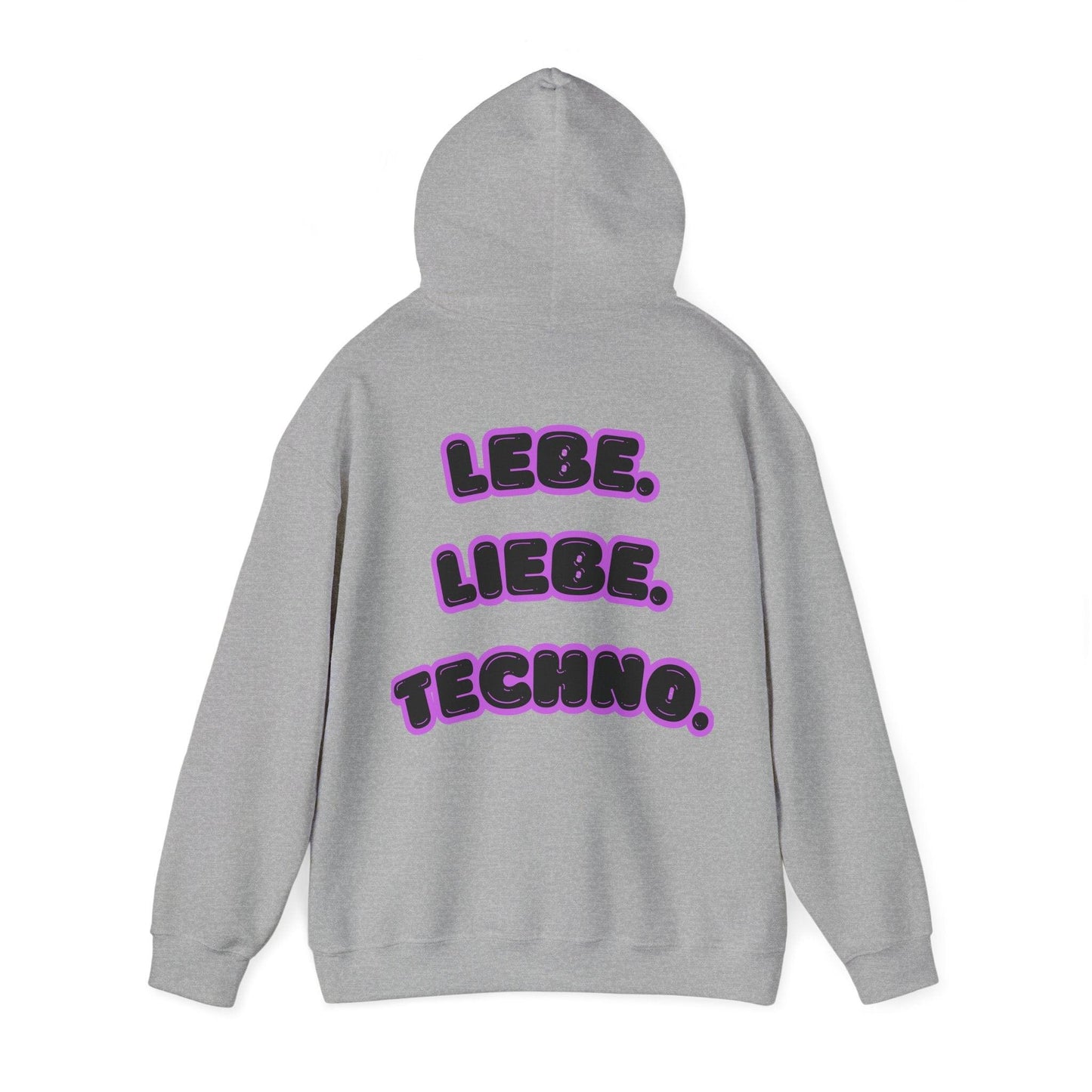 Techno Love Unisex Hoodie - Bassline Merch Slogan Lila Design