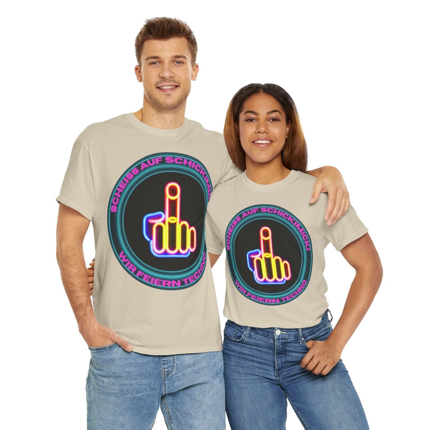 Techno Rave Neon Mittelfinger Unisex T-Shirt