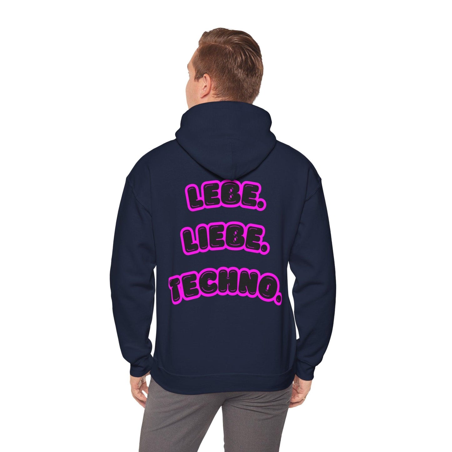 Techno Love Unisex Hoodie - Bassline Merch Slogan Pink Design