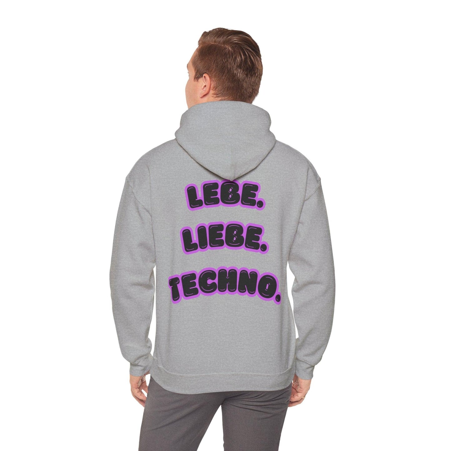 Techno Love Unisex Hoodie - Bassline Merch Slogan Lila Design