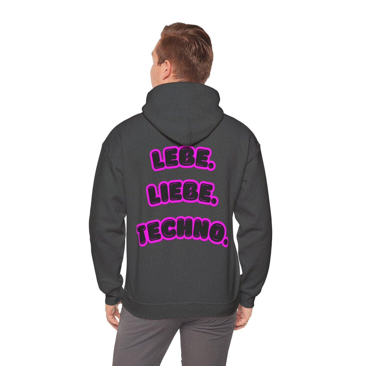 Techno Love Unisex Hoodie - Bassline Merch Slogan Pink Design