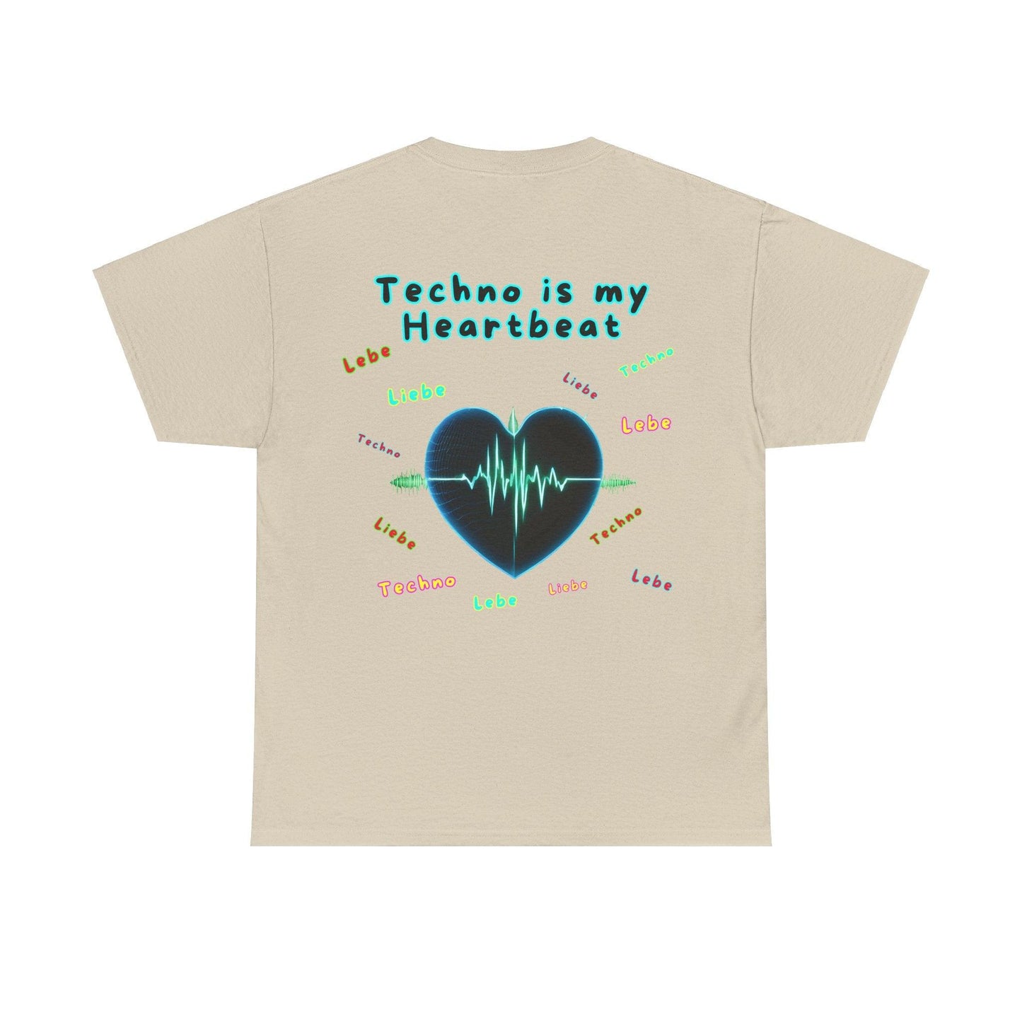 Techno Herzschlag Unisex T-Shirt Rückseite - Neon Heart Design