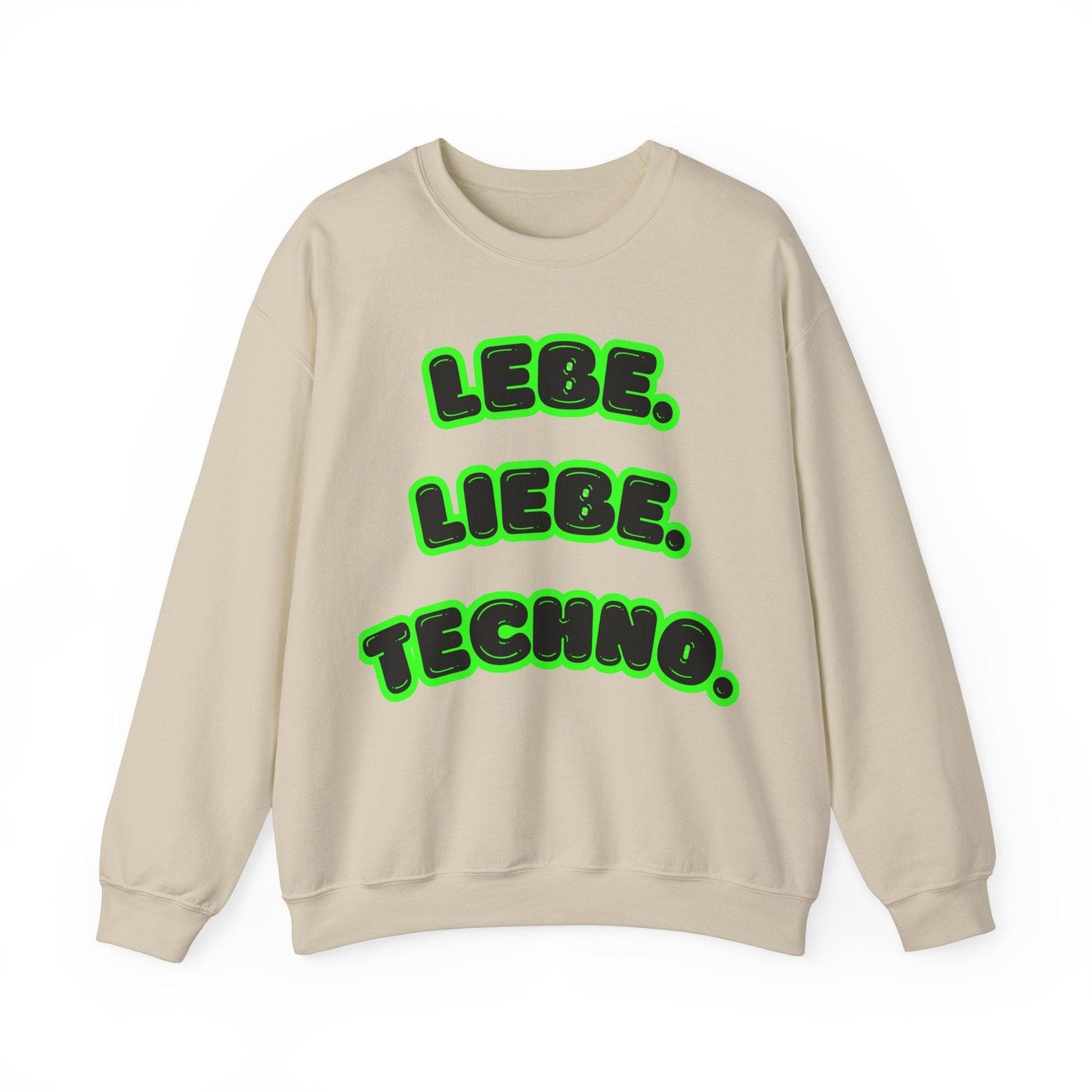 Techno Love Unisex Sweatshirt - Bassline Merch Slogan Grün Design