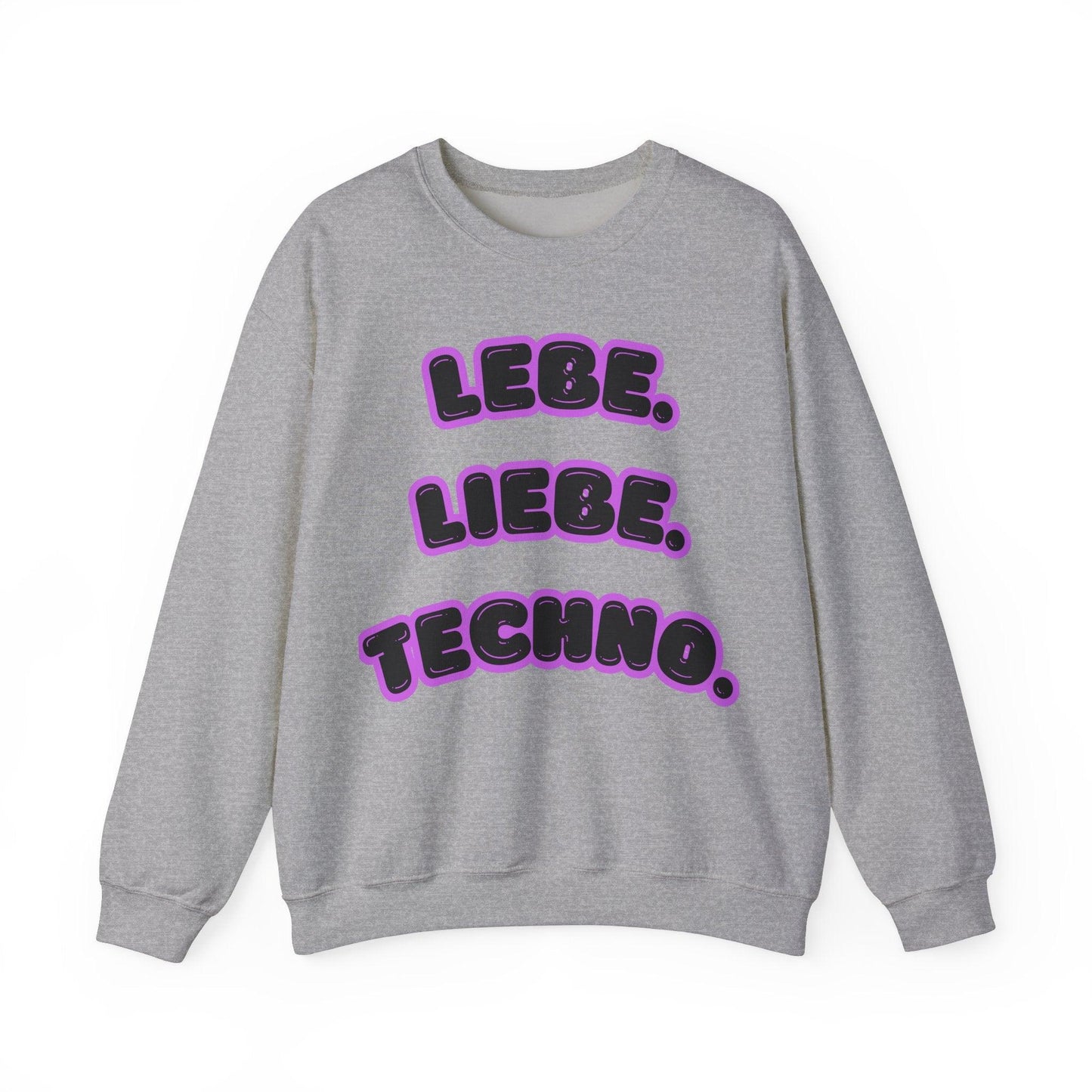 Techno Love Unisex Sweatshirt - Bassline Merch Slogan Lila Design