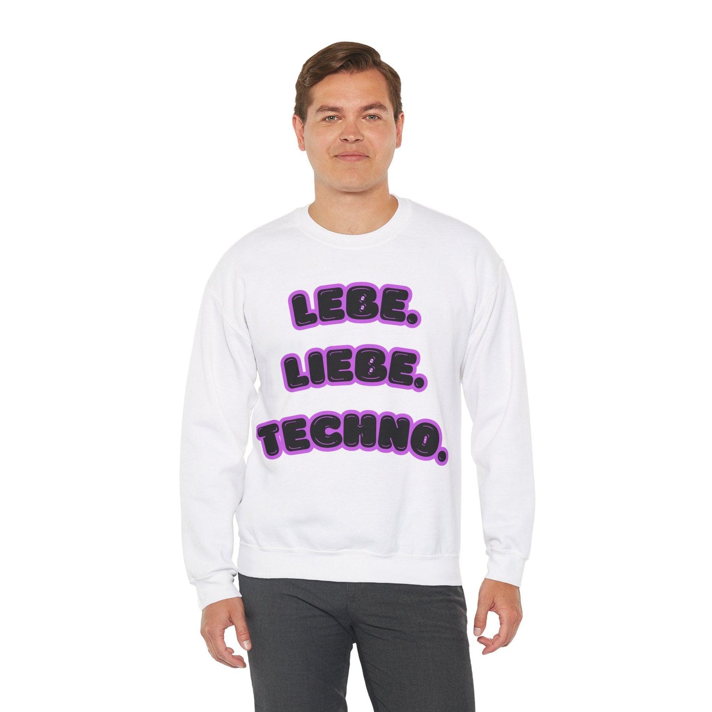 Techno Love Unisex Sweatshirt - Bassline Merch Slogan Lila Design