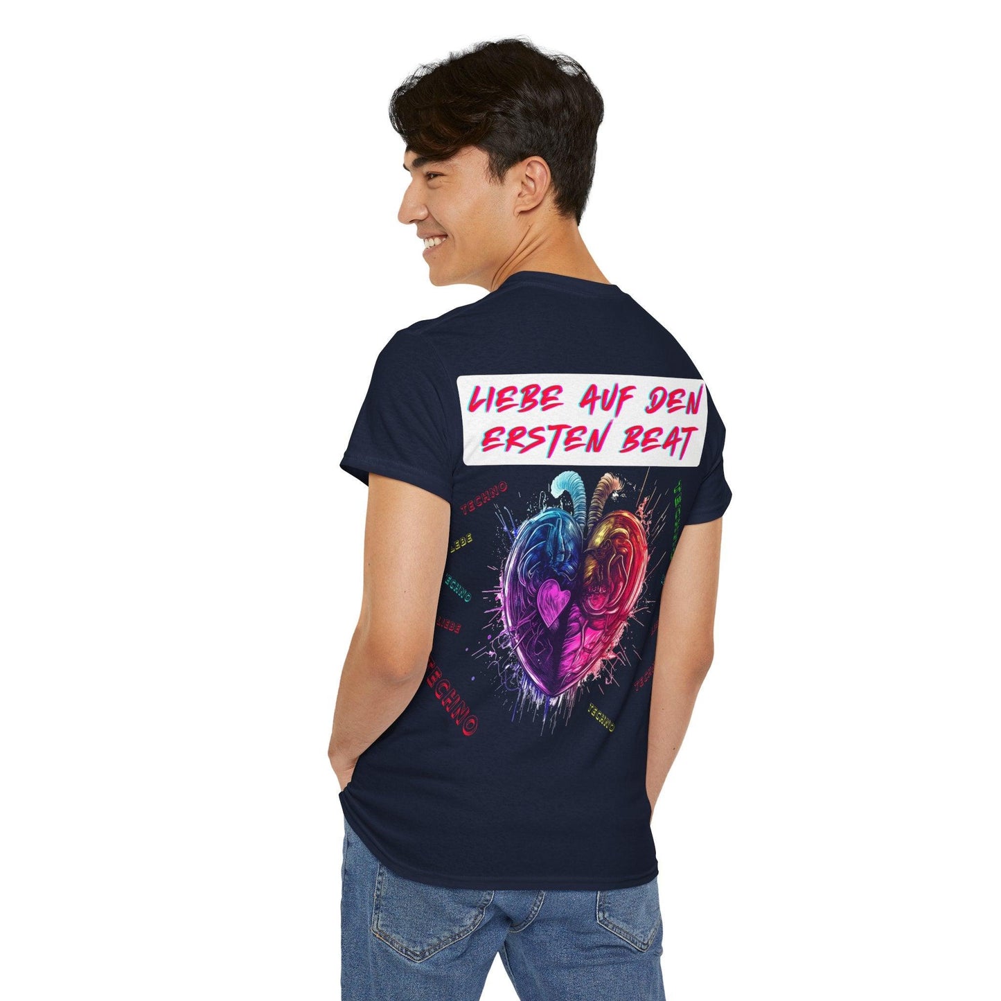 Techno Love Unisex T-Shirt Rückseite - Liebe auf ersten Beat