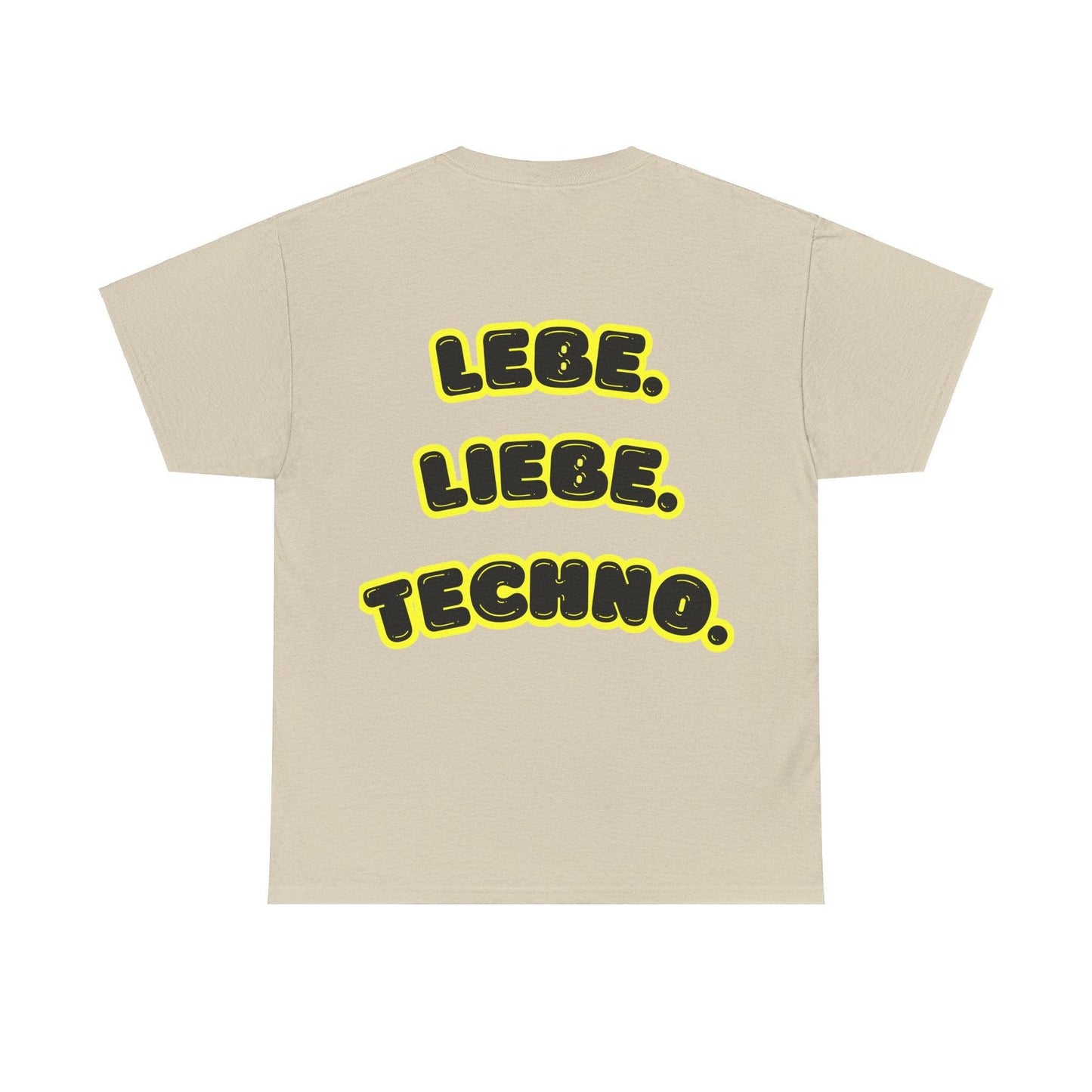 Techno Love Unisex Fan T-Shirt - Bassline Merch Slogan Gelb Design