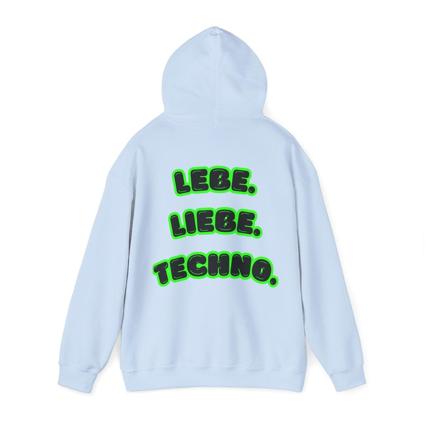 Techno Love Unisex Hoodie - Bassline Merch Slogan Grün Design