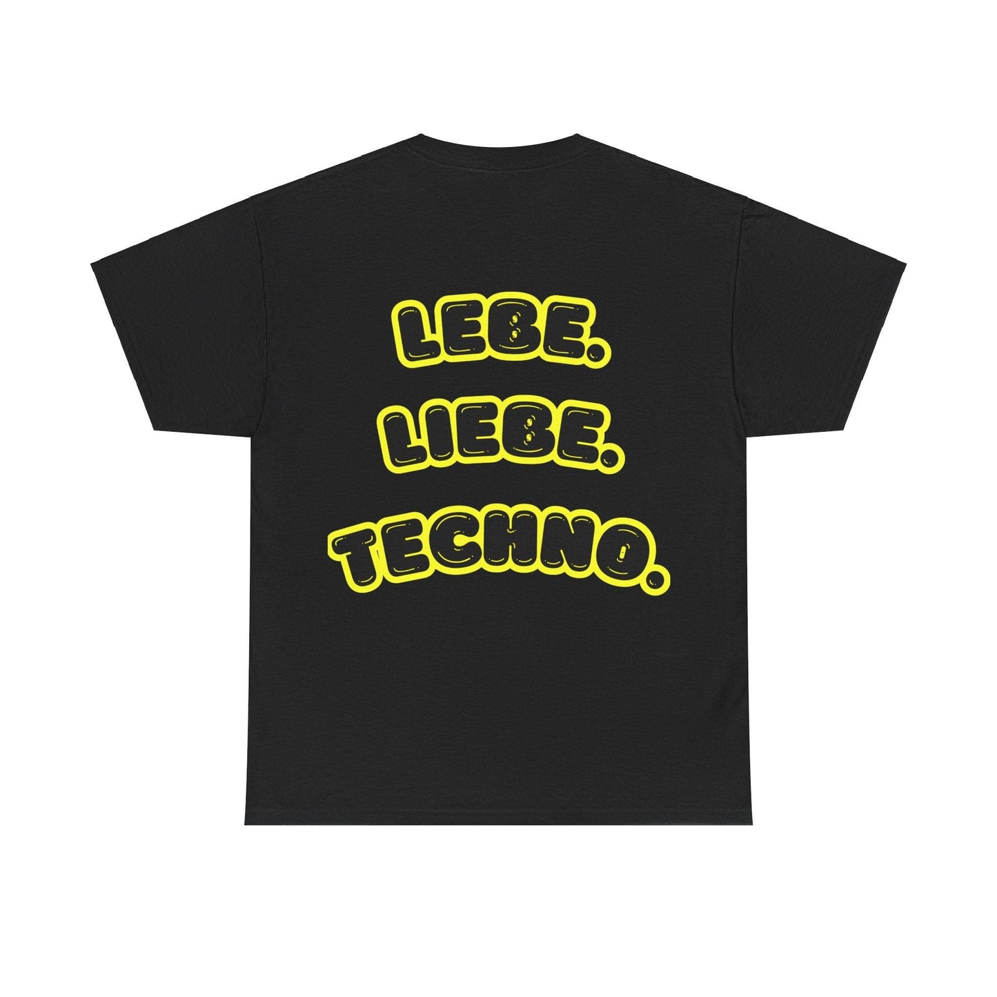 Techno Love Unisex Fan T-Shirt - Bassline Merch Slogan Gelb Design