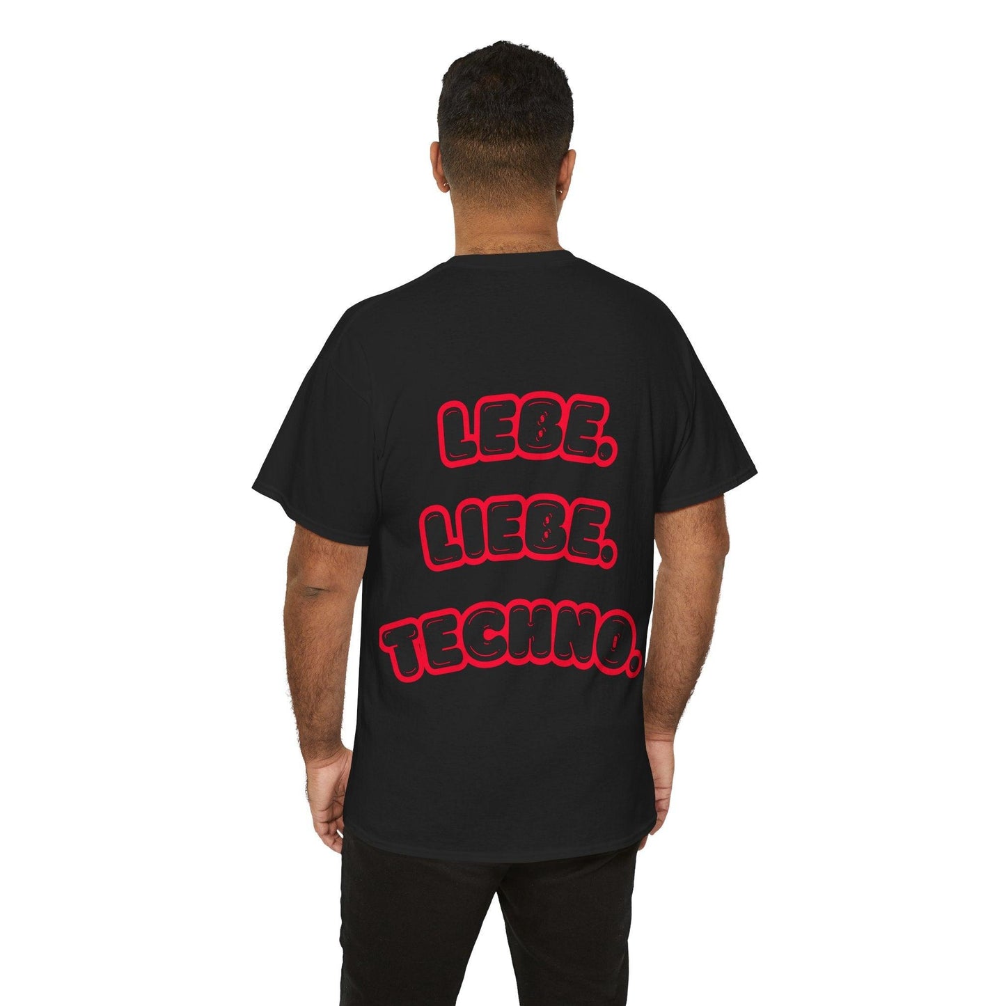 Techno Love Unisex Fan T-Shirt - Bassline Merch Slogan Rot Design