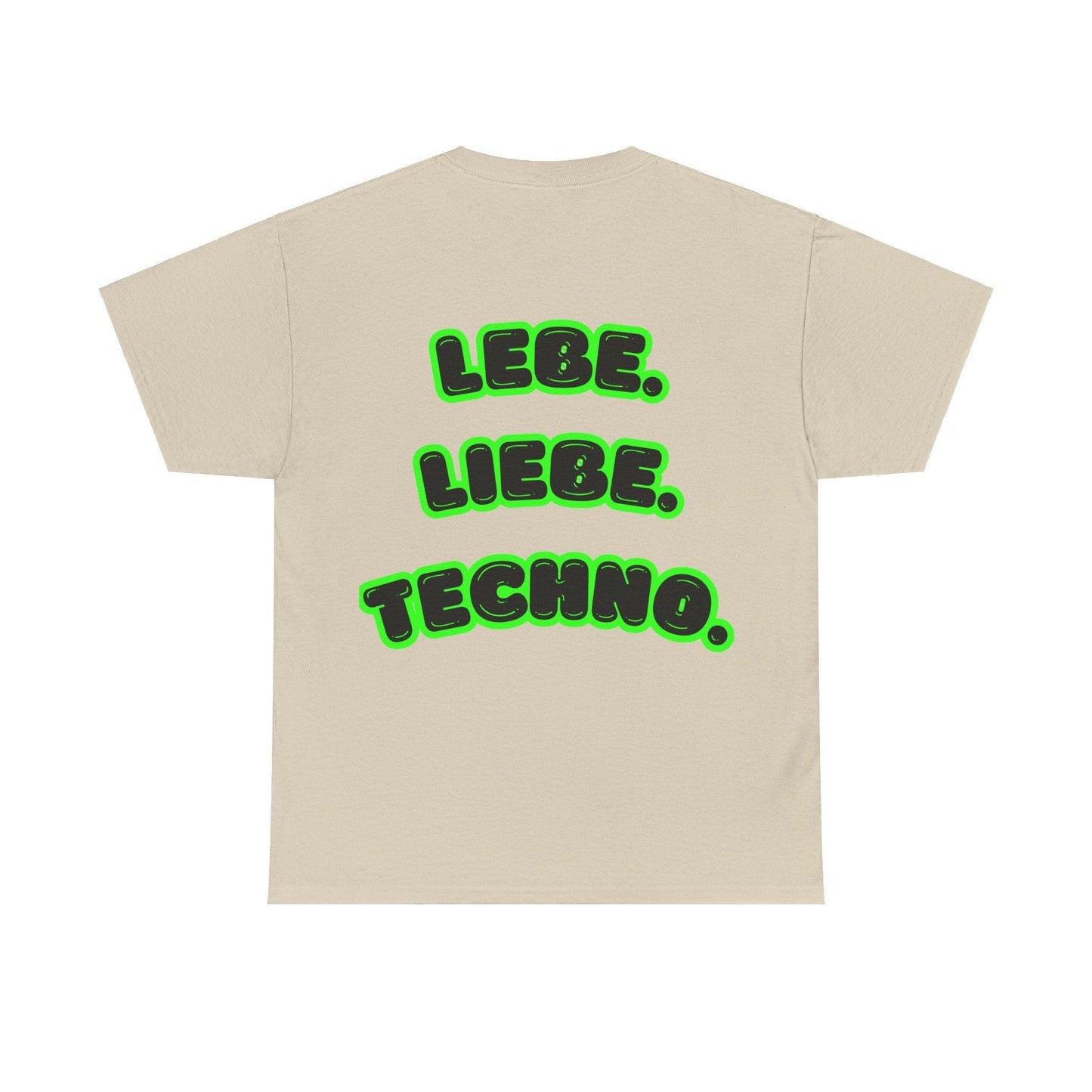 Techno Love Unisex Fan T-Shirt - Bassline Merch Slogan Grün Design