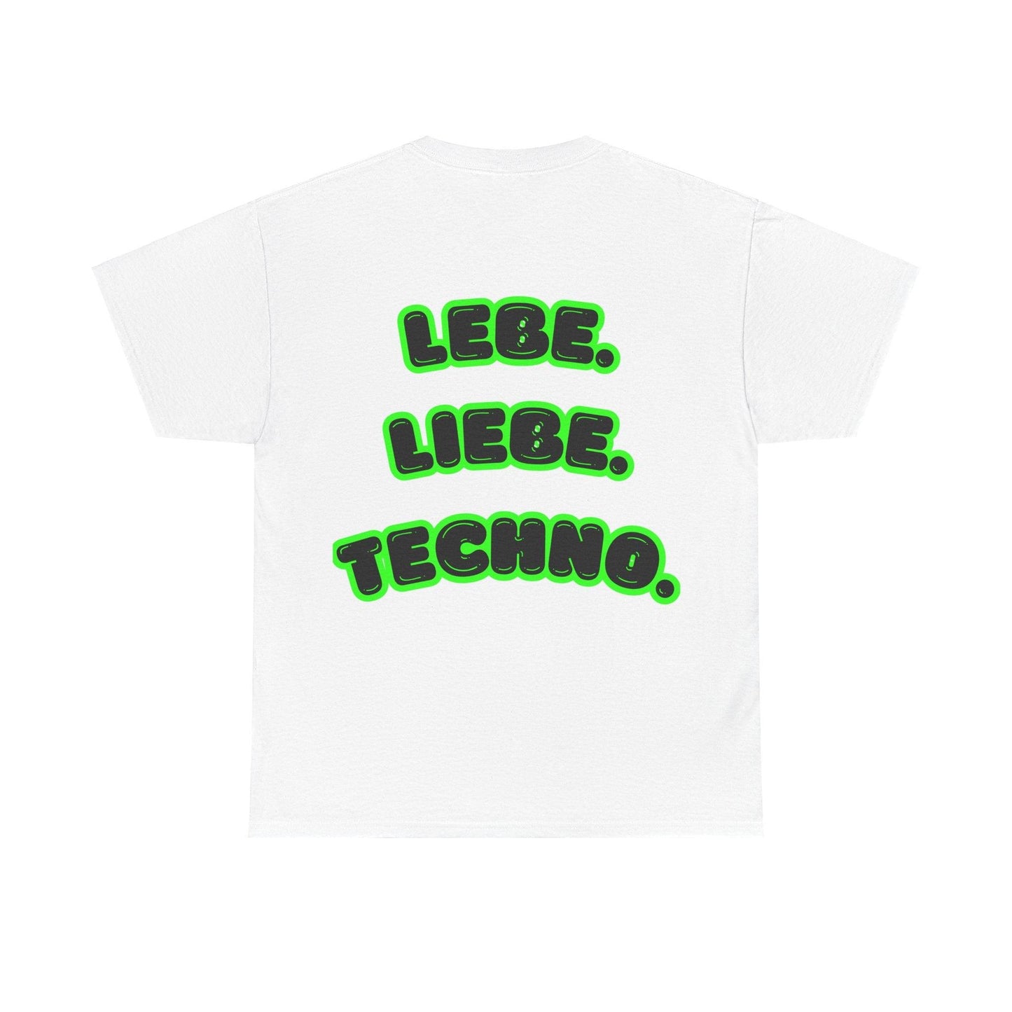 Techno Love Unisex Fan T-Shirt - Bassline Merch Slogan Grün Design