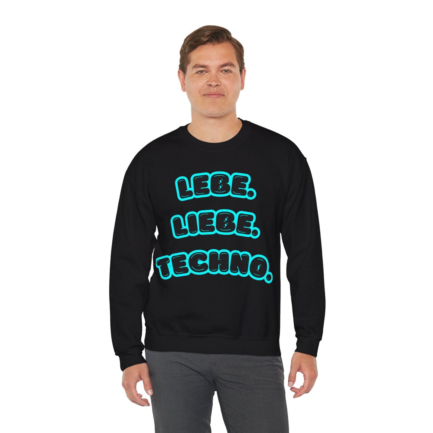 Techno Love Unisex Sweatshirt - Bassline Merch Slogan Hellblau Design
