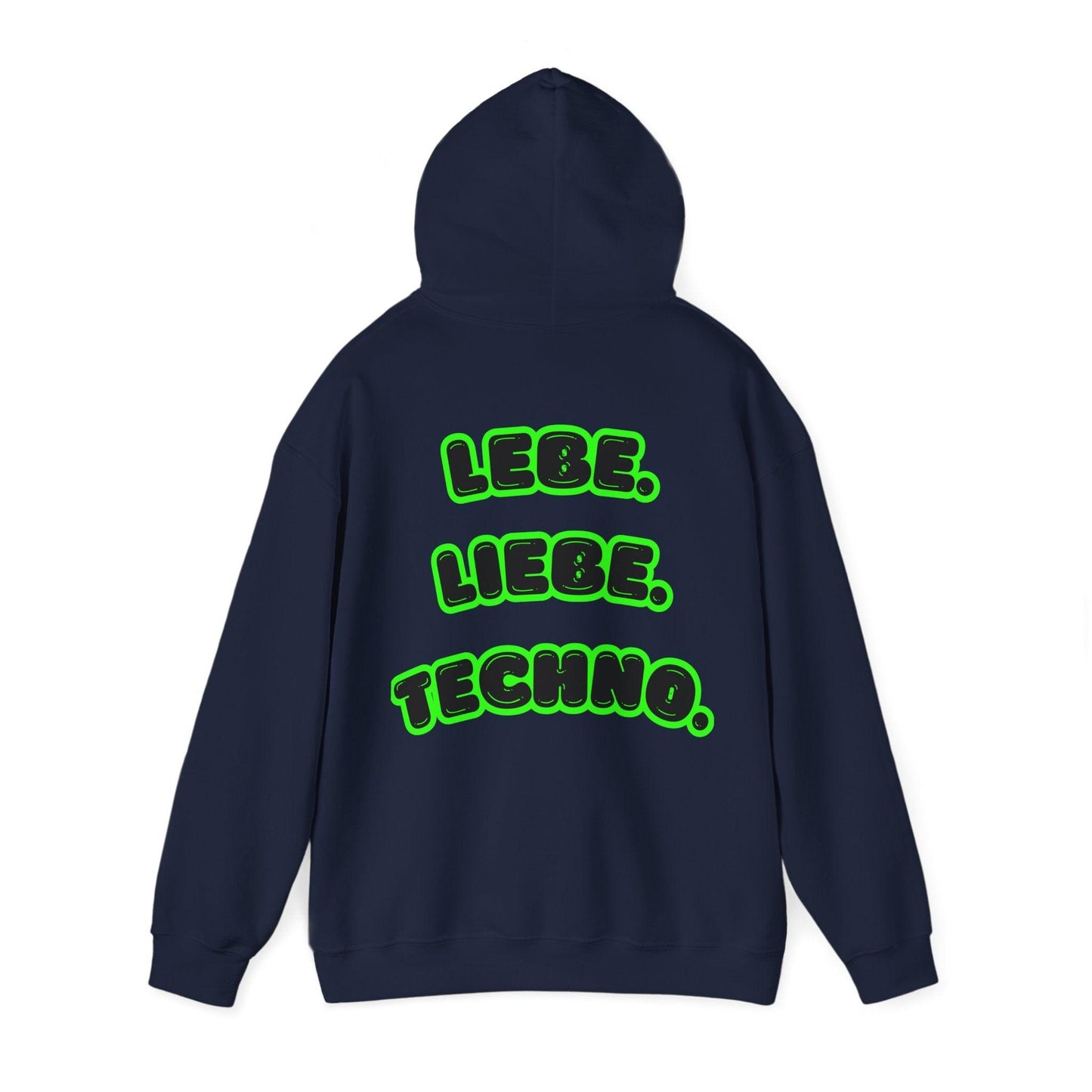 Techno Love Unisex Hoodie - Bassline Merch Slogan Grün Design