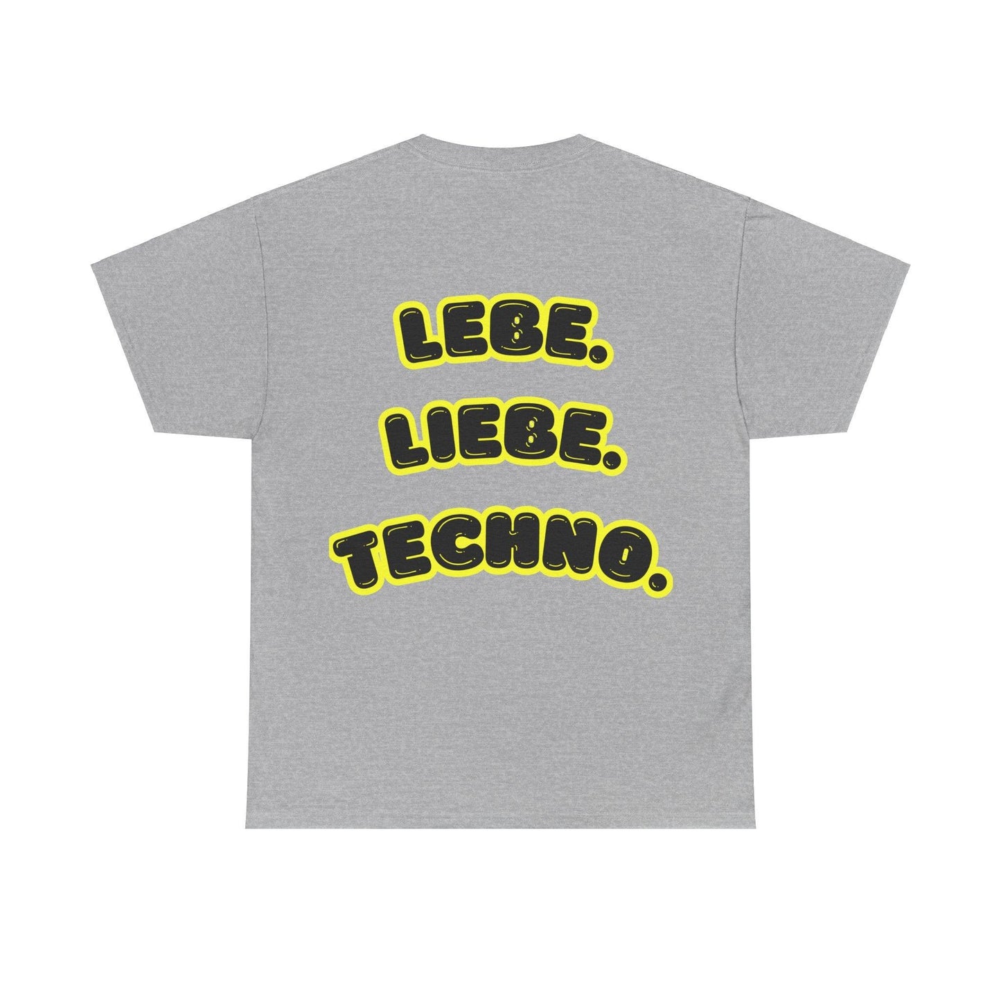 Techno Love Unisex Fan T-Shirt - Bassline Merch Slogan Gelb Design