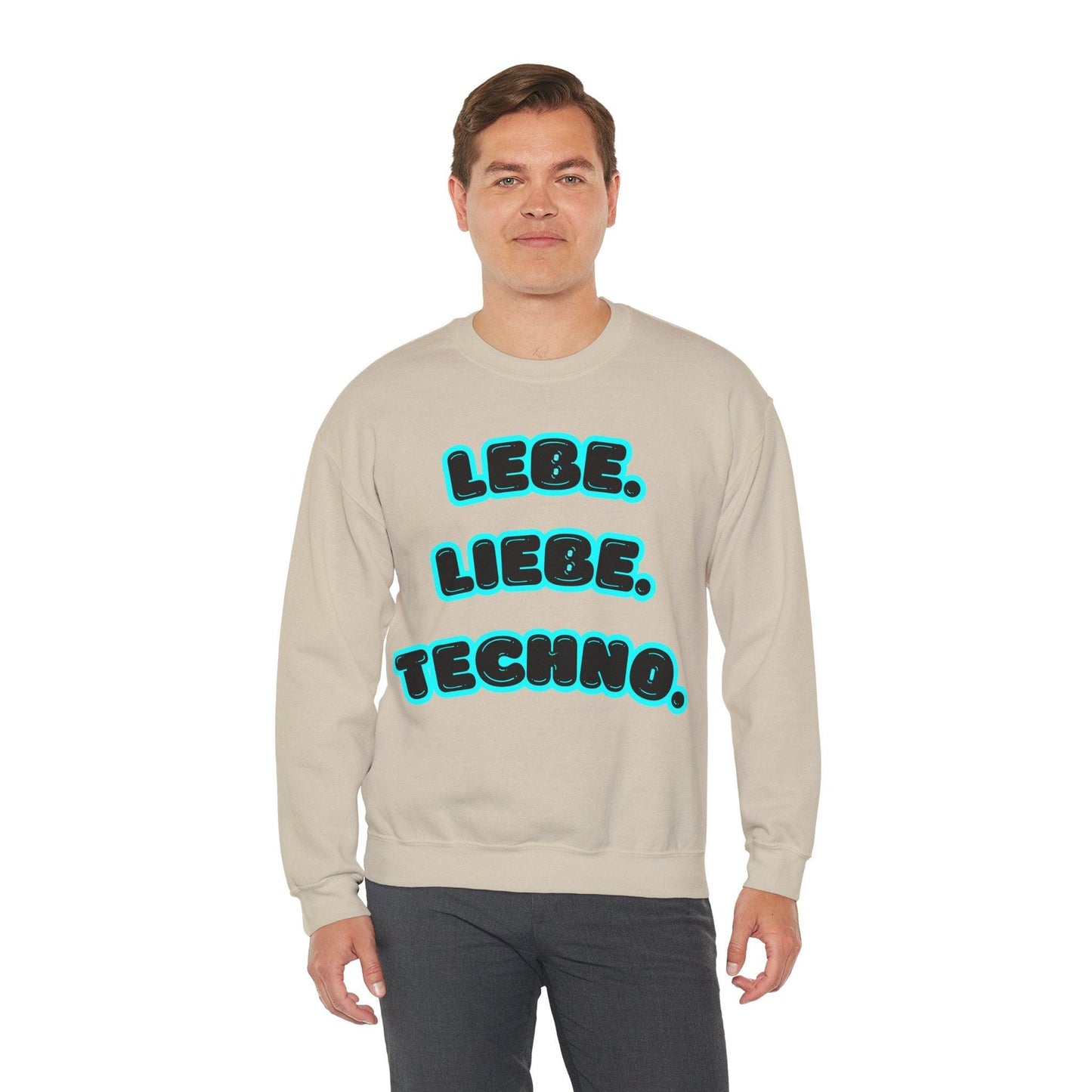 Techno Love Unisex Sweatshirt - Bassline Merch Slogan Hellblau Design