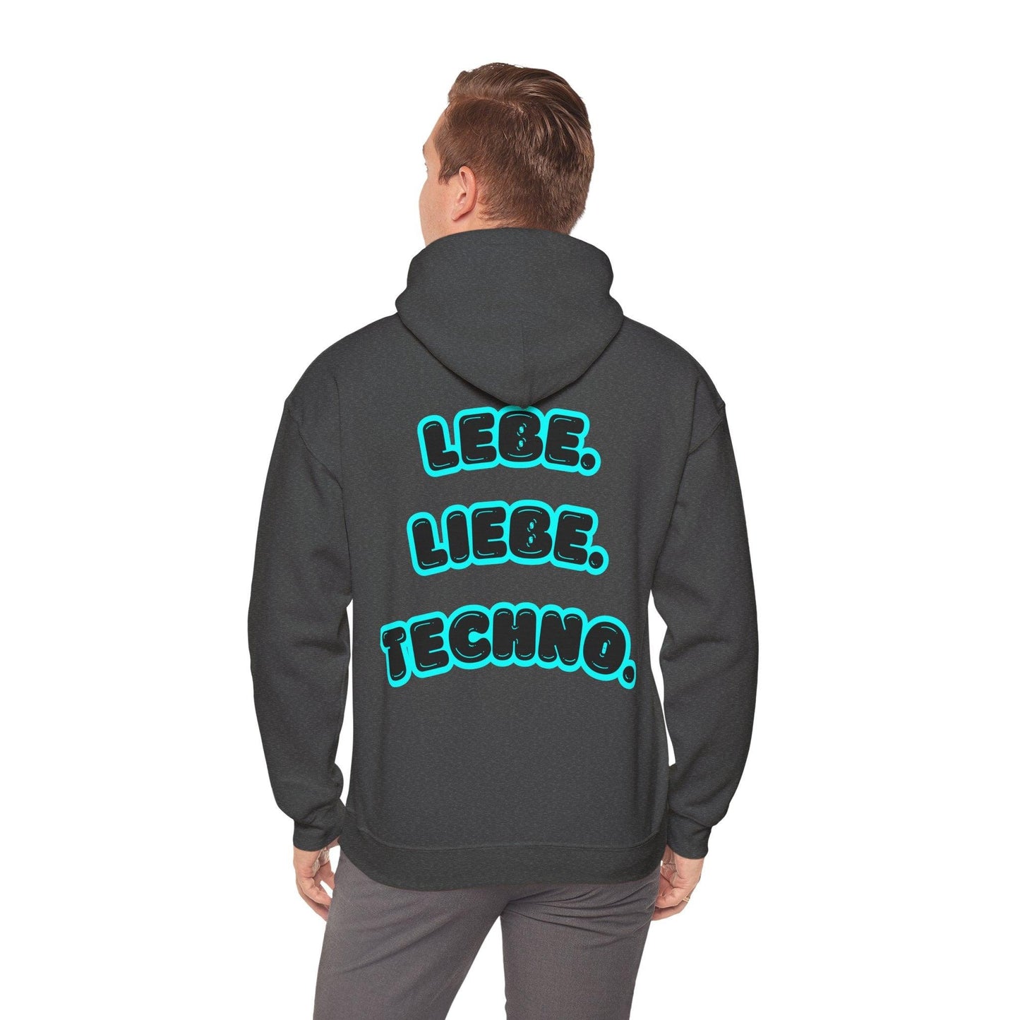 Techno Love Unisex Hoodie - Bassline Merch Slogan Hellblau Design