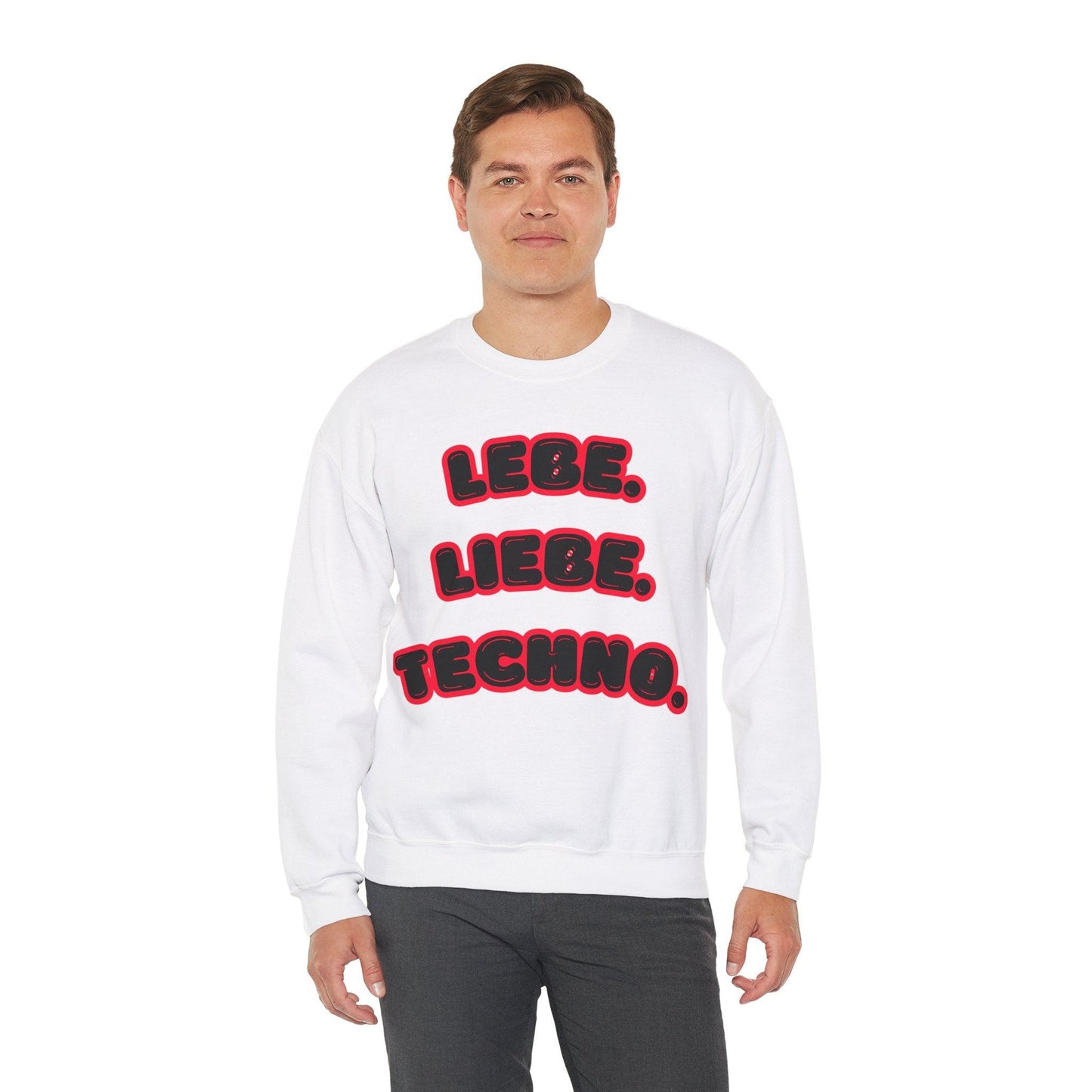 Techno Love Unisex Sweatshirt - Bassline Merch Slogan Rot Design