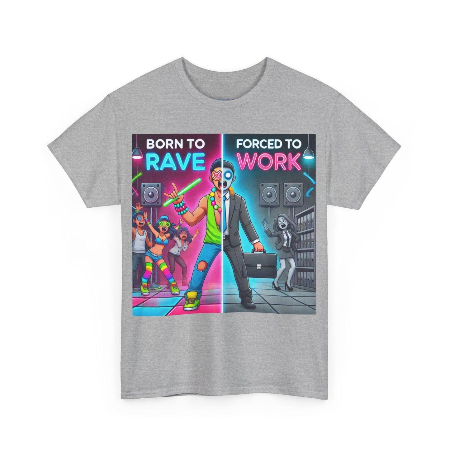 Techno Grafik Unisex T-Shirt - Rave vs Work Split