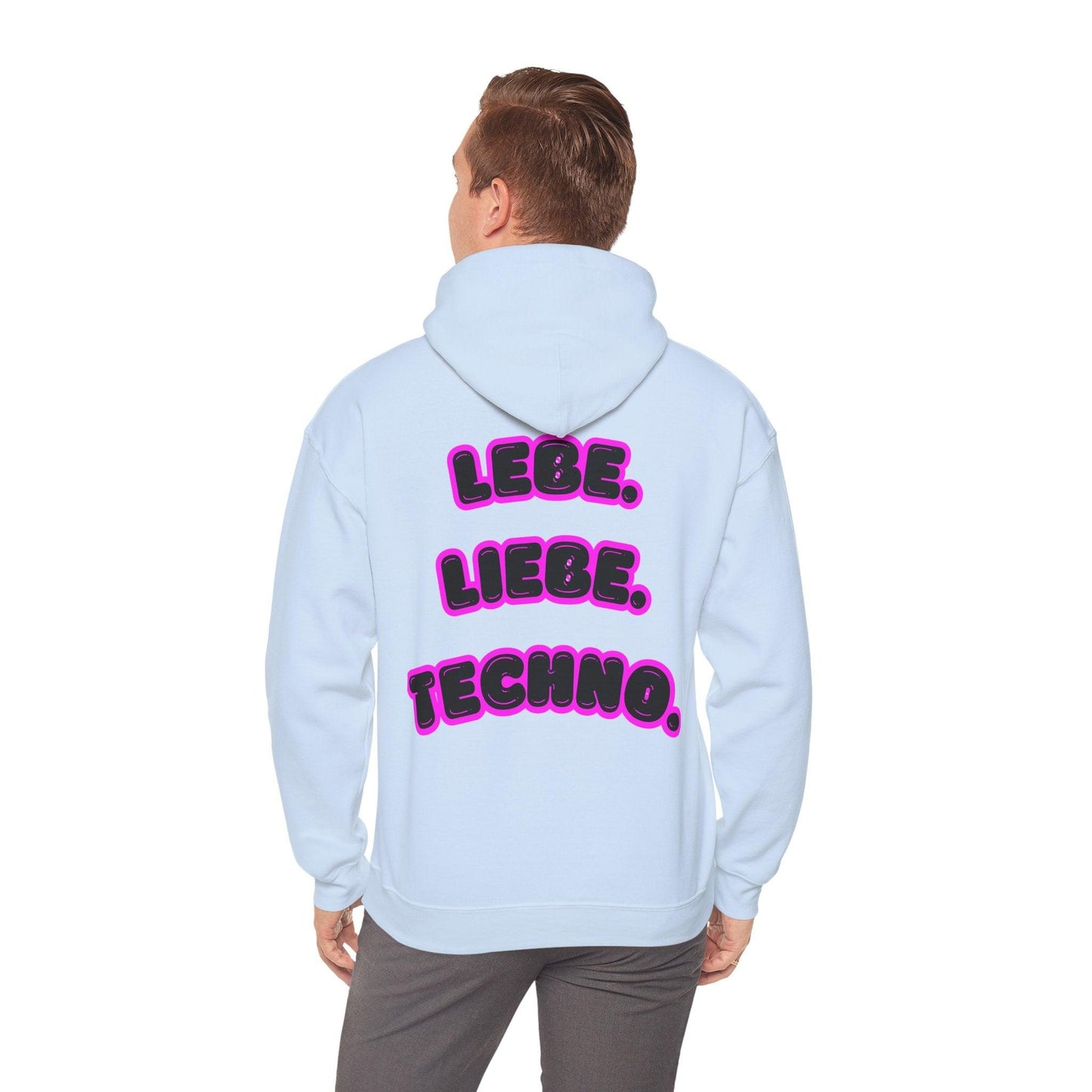 Techno Love Unisex Hoodie - Bassline Merch Slogan Pink Design