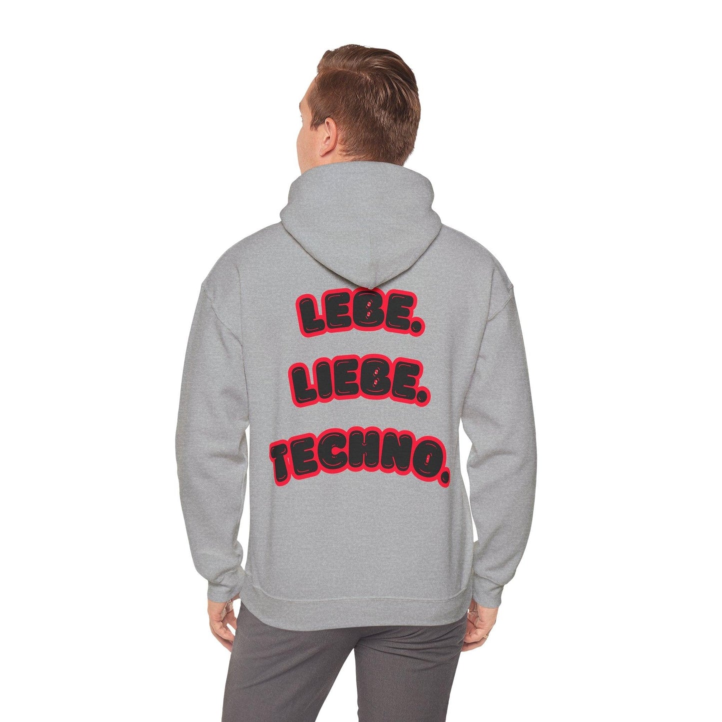 Techno Love Unisex Hoodie - Bassline Merch Slogan Rot Design