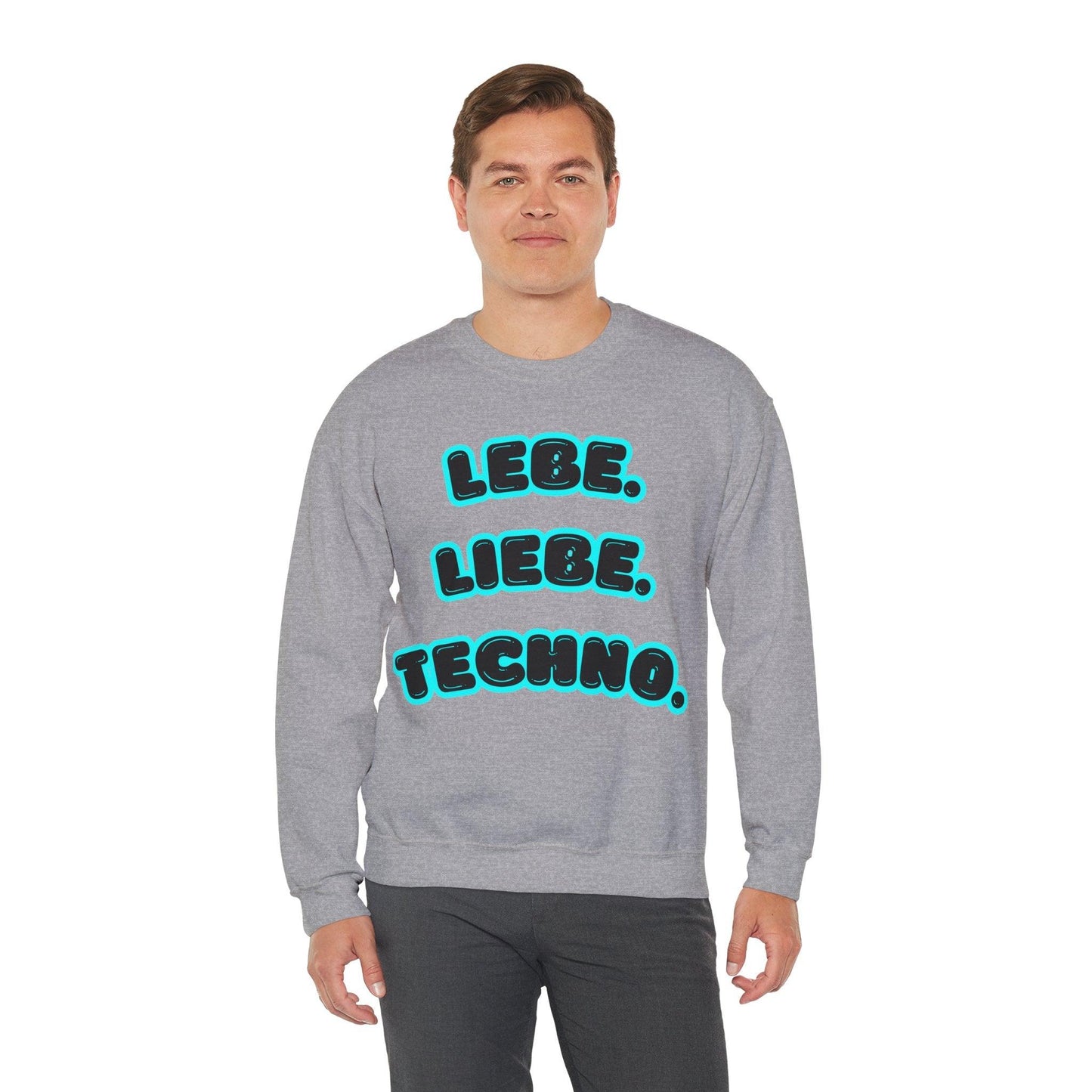 Techno Love Unisex Sweatshirt - Bassline Merch Slogan Hellblau Design