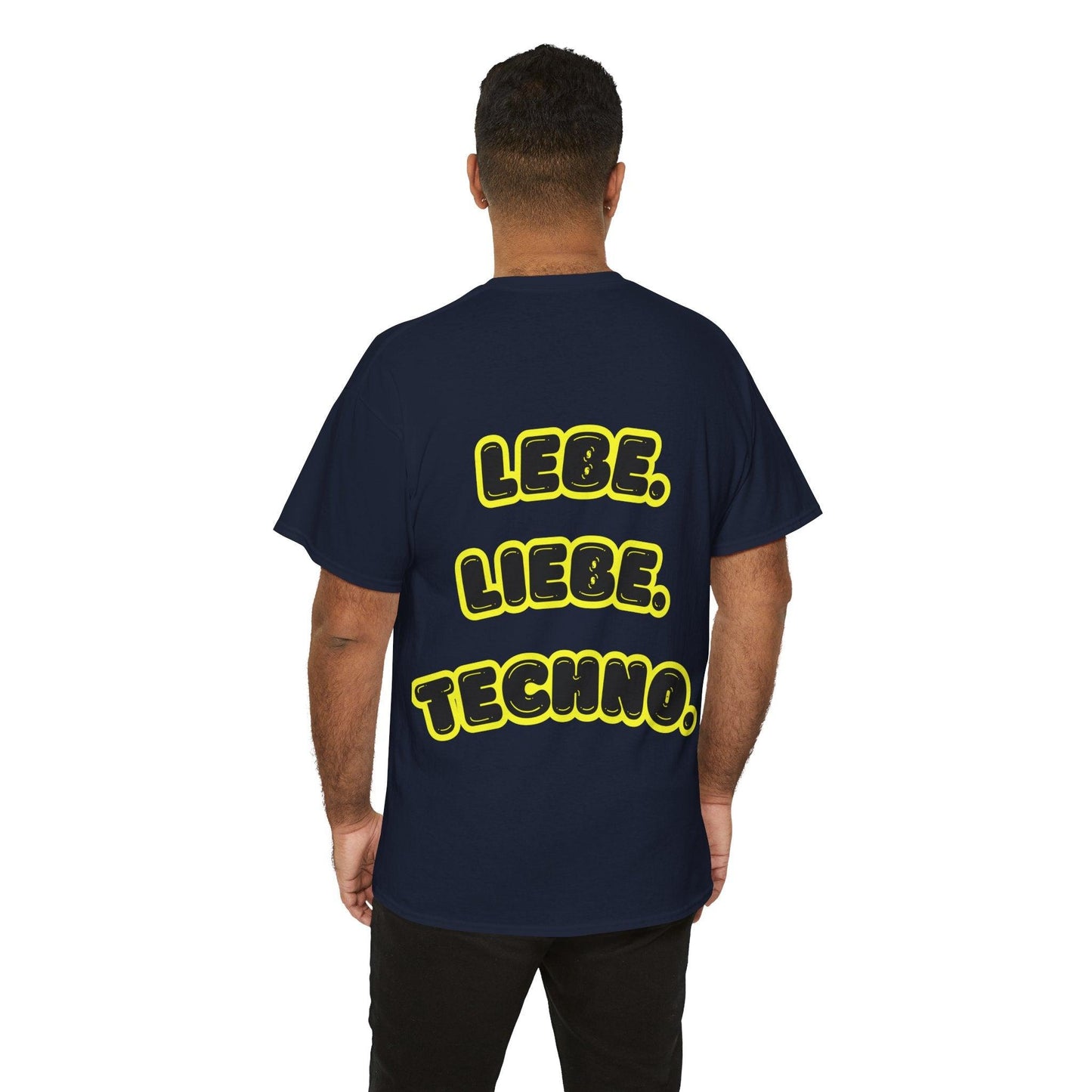 Techno Love Unisex Fan T-Shirt - Bassline Merch Slogan Gelb Design