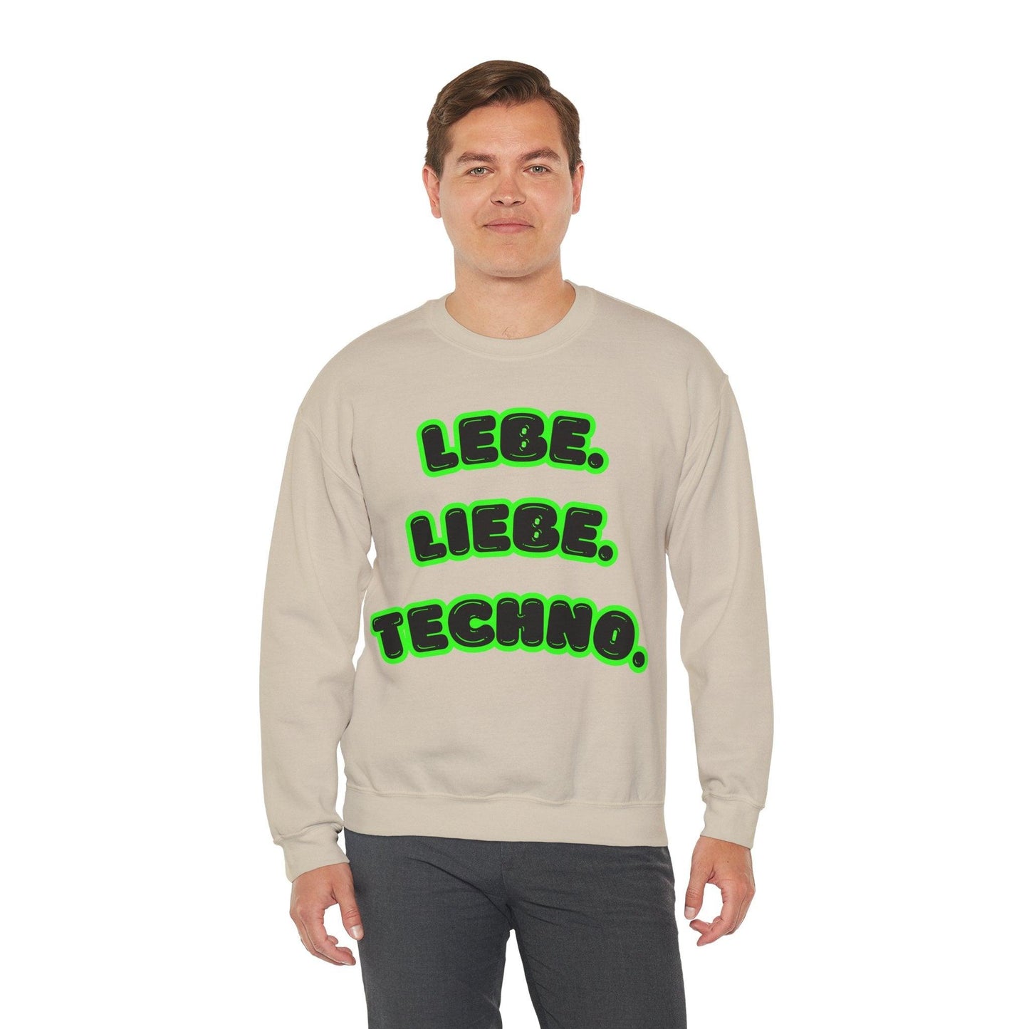 Techno Love Unisex Sweatshirt - Bassline Merch Slogan Grün Design