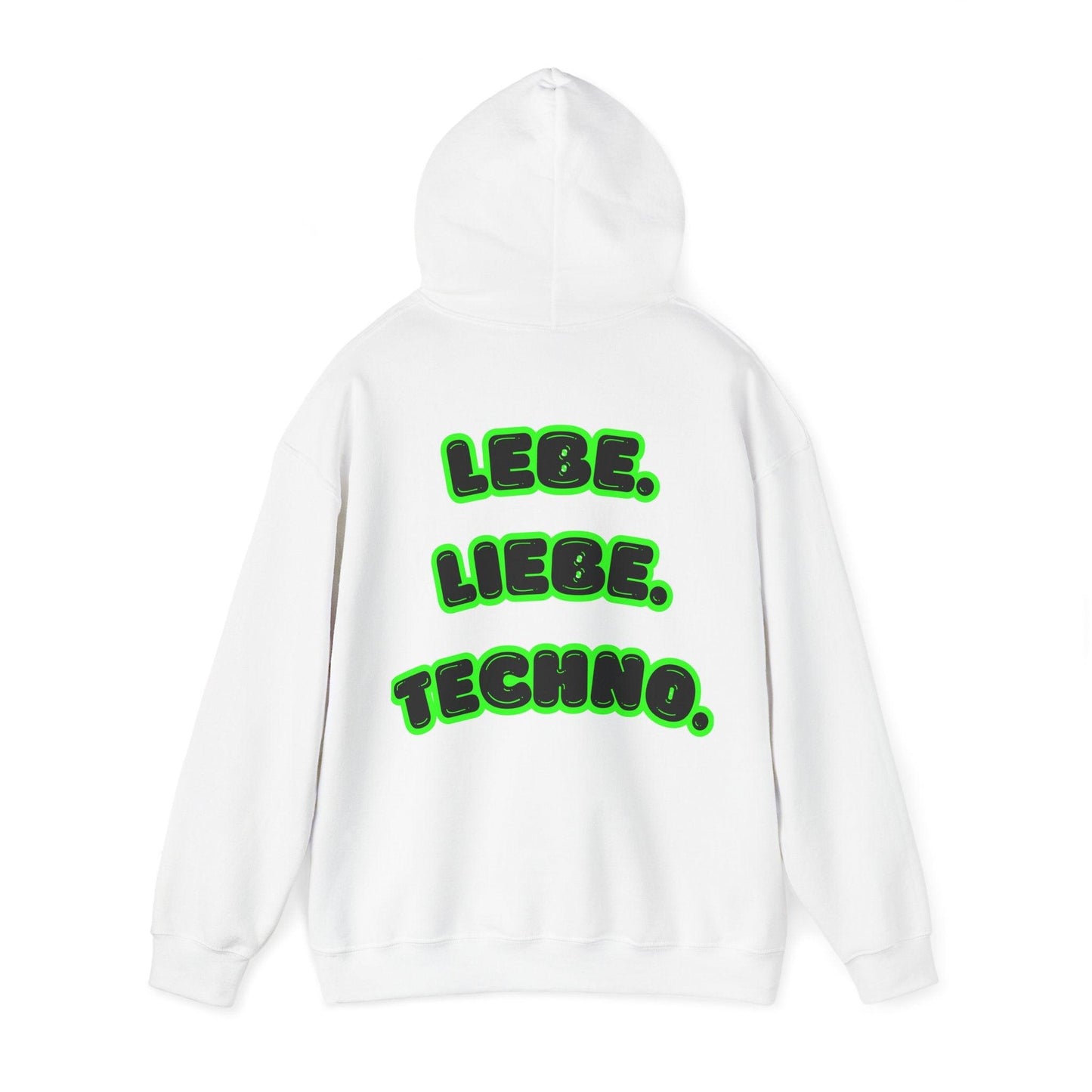 Techno Love Unisex Hoodie - Bassline Merch Slogan Grün Design