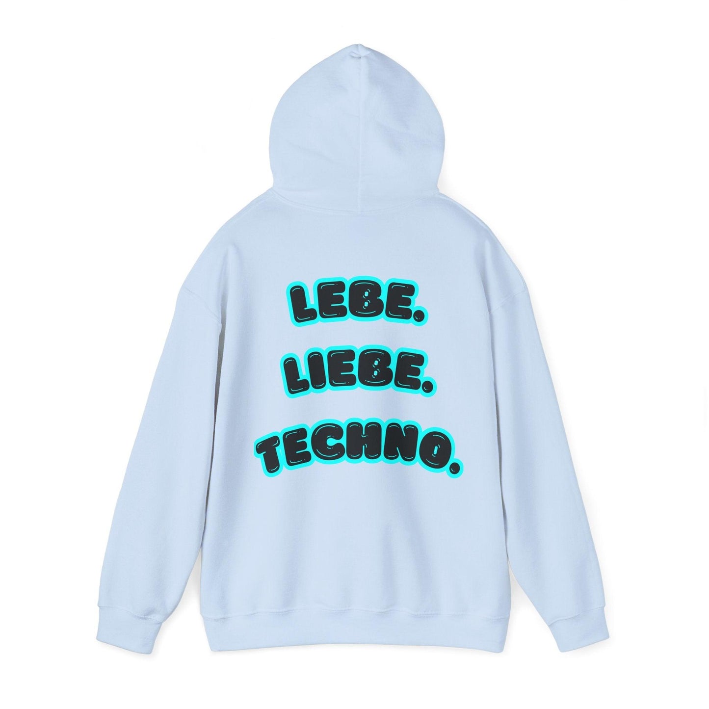 Techno Love Unisex Hoodie - Bassline Merch Slogan Hellblau Design