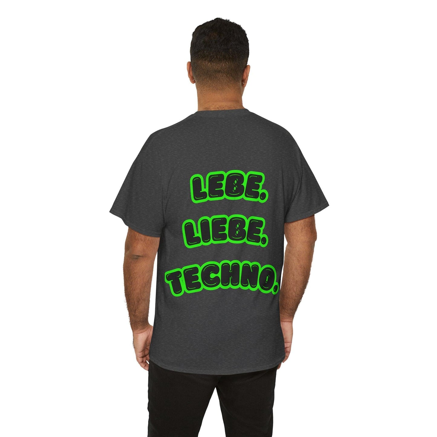 Techno Love Unisex Fan T-Shirt - Bassline Merch Slogan Grün Design