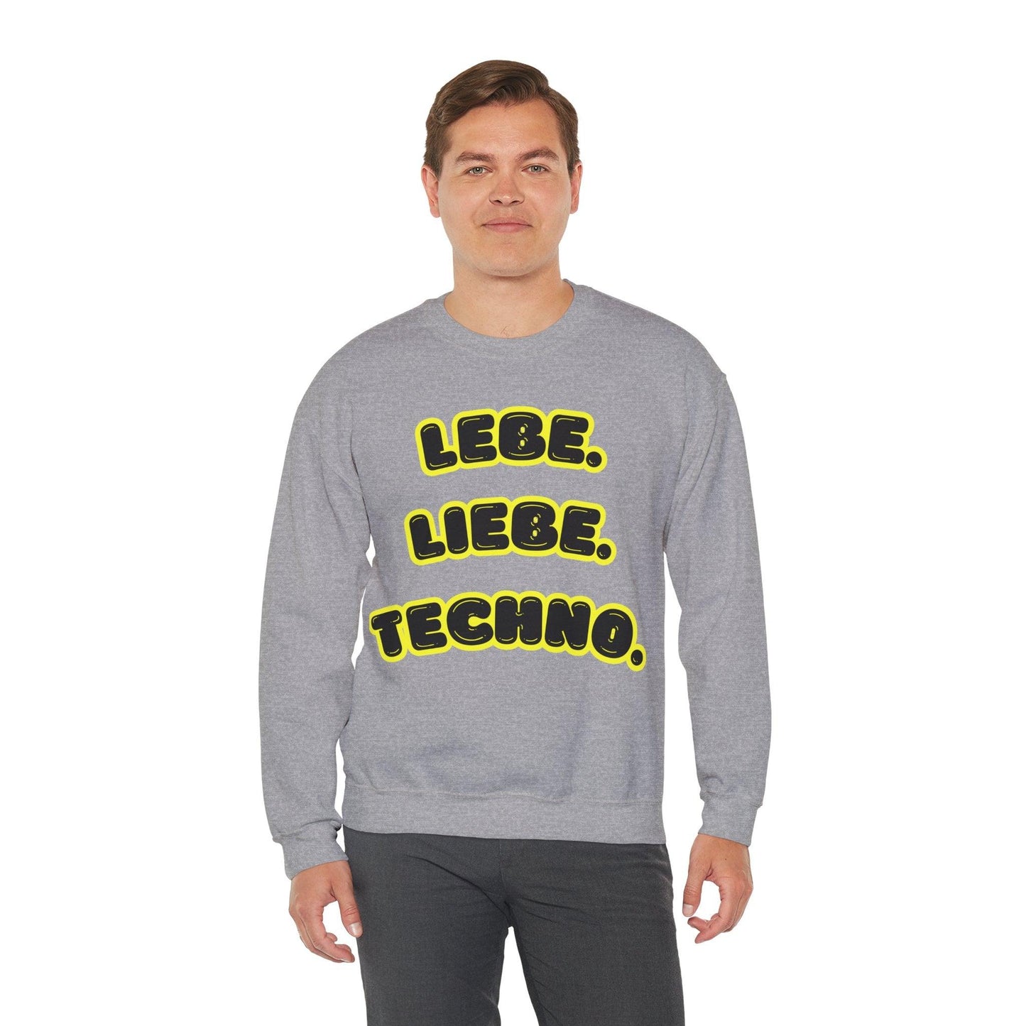 Techno Love Unisex Sweatshirt - Bassline Merch Slogan Gelb Design