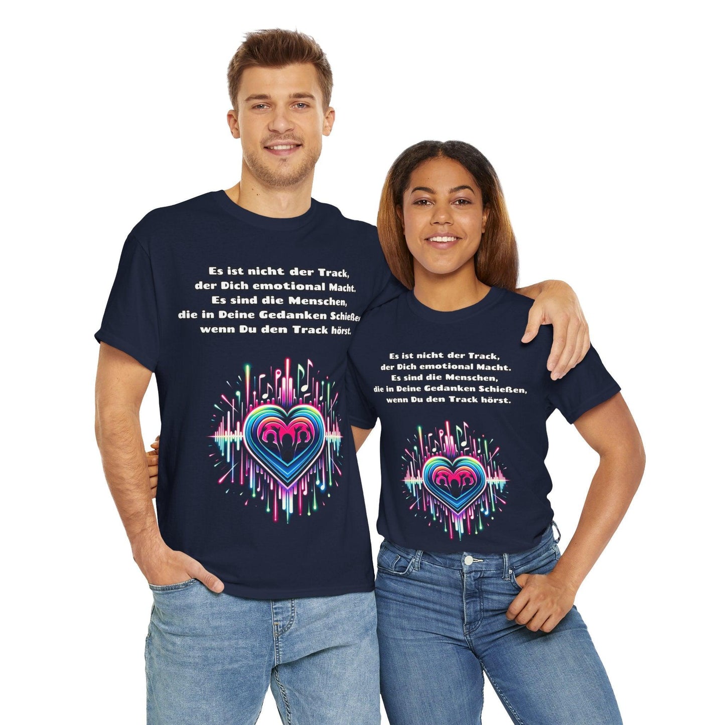 Techno Soundwaves Unisex T-Shirt mit Herzdesign