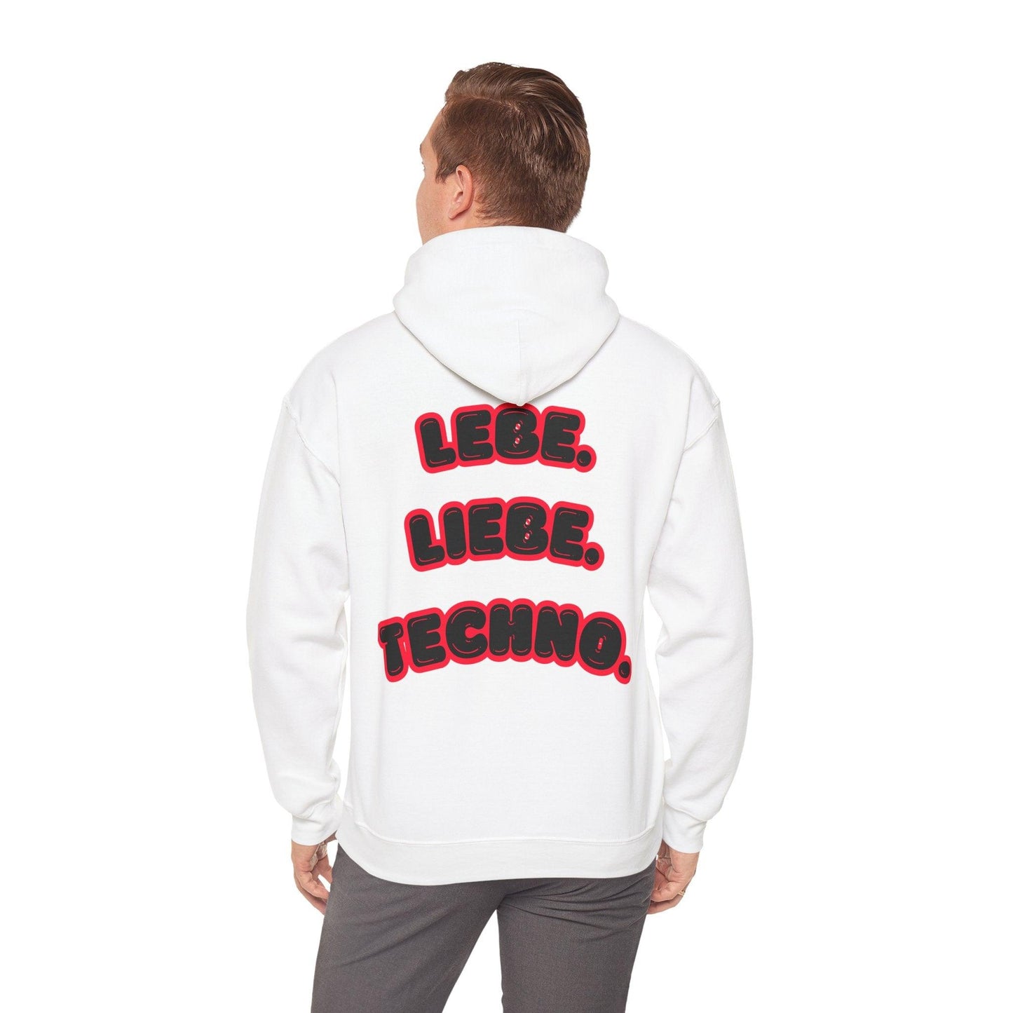 Techno Love Unisex Hoodie - Bassline Merch Slogan Rot Design