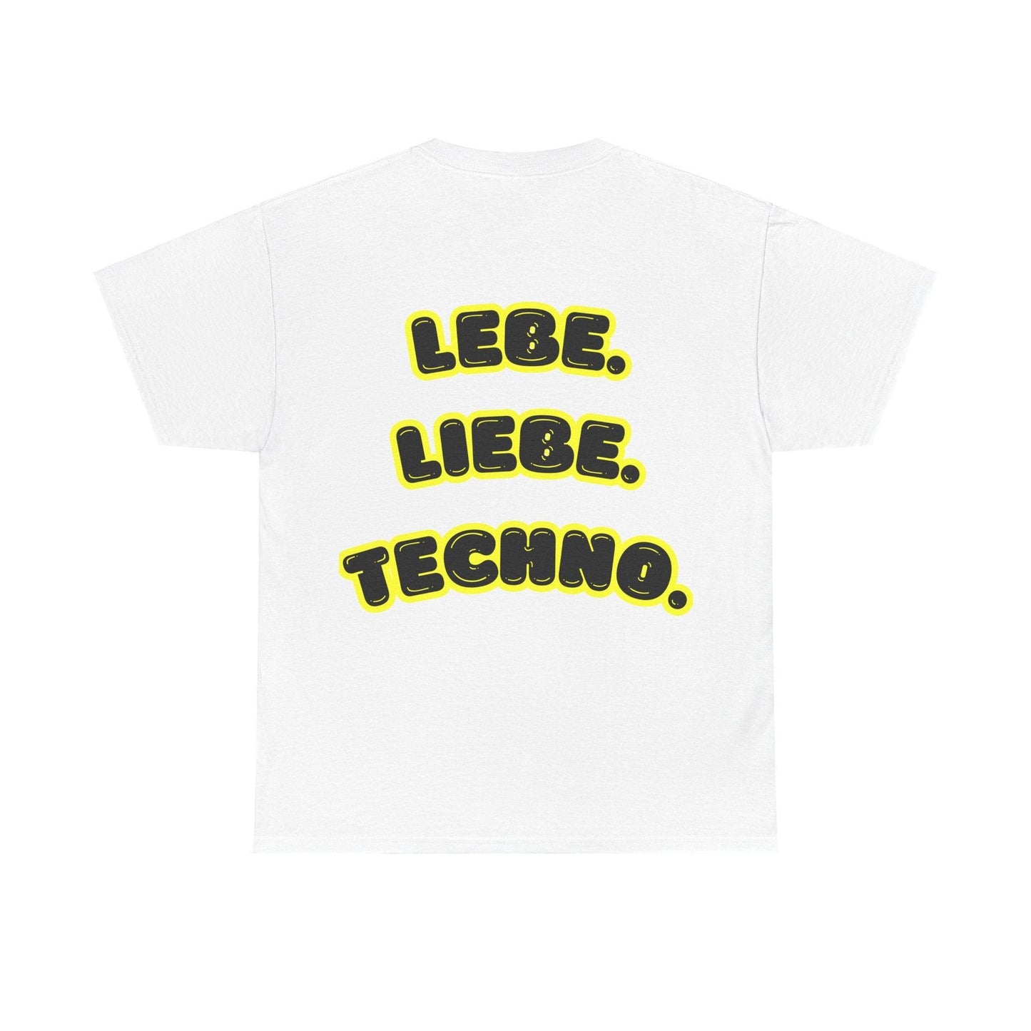 Techno Love Unisex Fan T-Shirt - Bassline Merch Slogan Gelb Design