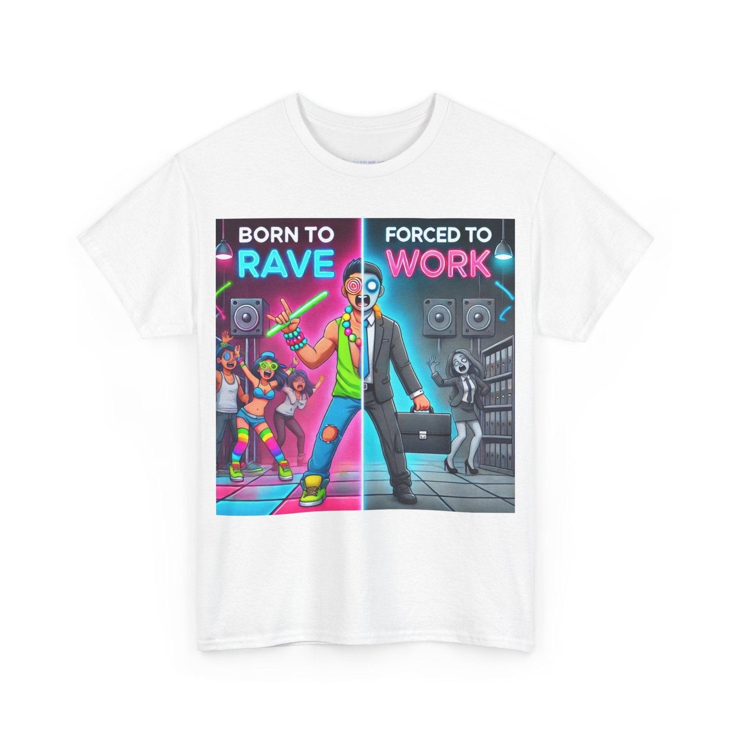 Techno Grafik Unisex T-Shirt - Rave vs Work Split