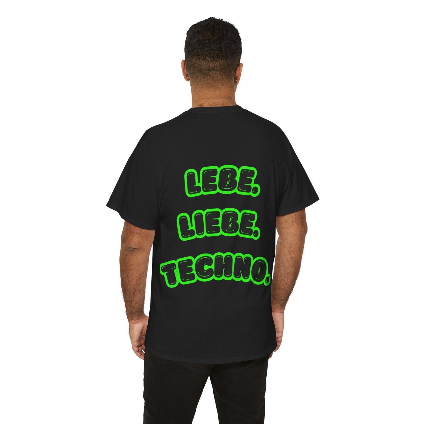 Techno Love Unisex Fan T-Shirt - Bassline Merch Slogan Grün Design
