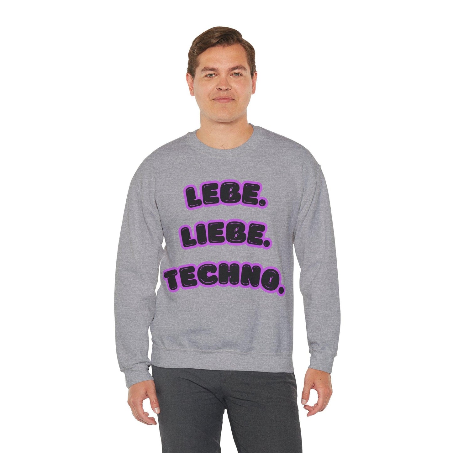 Techno Love Unisex Sweatshirt - Bassline Merch Slogan Lila Design