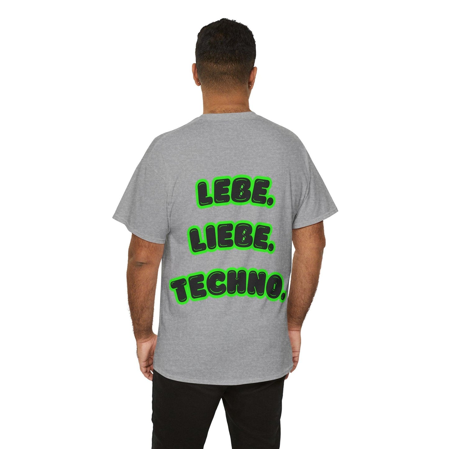 Techno Love Unisex Fan T-Shirt - Bassline Merch Slogan Grün Design