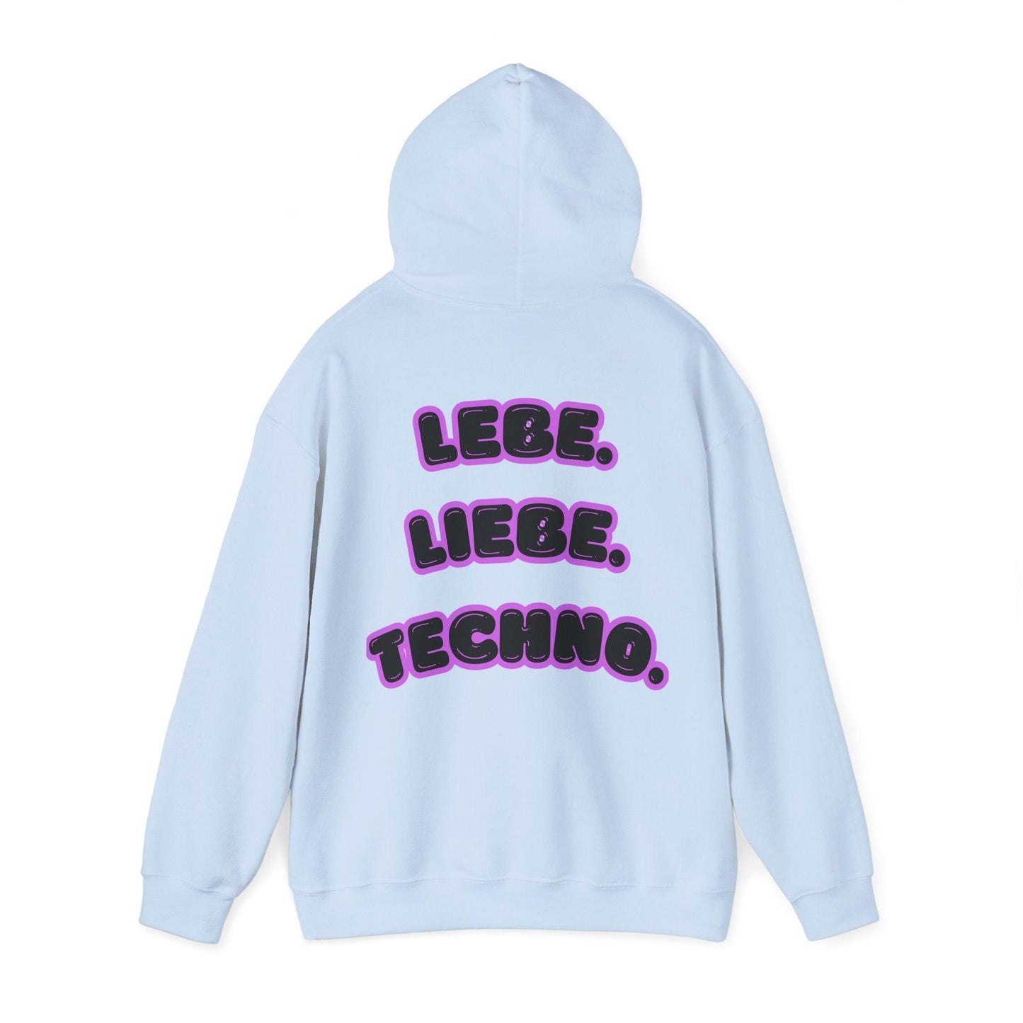 Techno Love Unisex Hoodie - Bassline Merch Slogan Lila Design