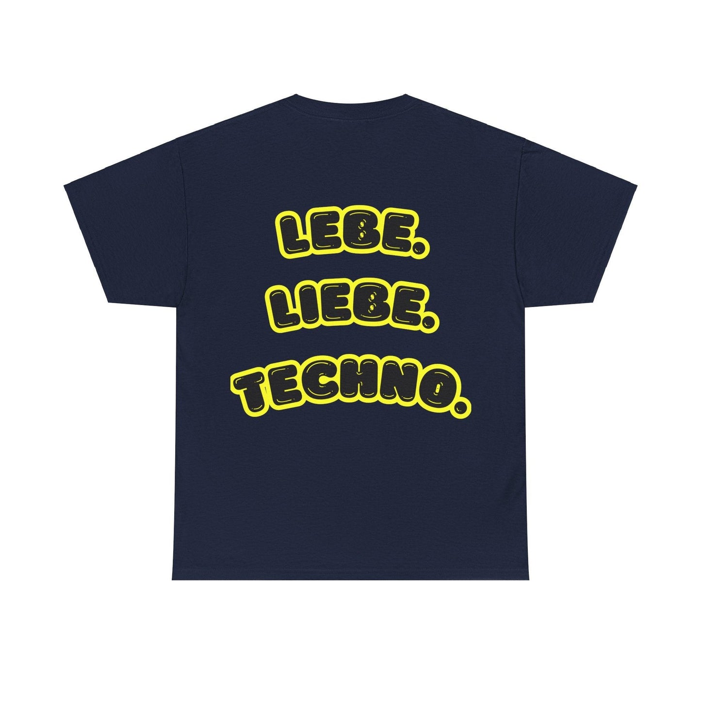 Techno Love Unisex Fan T-Shirt - Bassline Merch Slogan Gelb Design