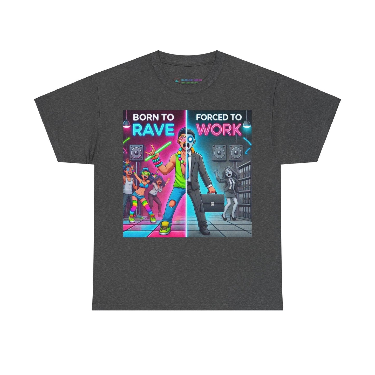 Techno Grafik Unisex T-Shirt - Rave vs Work Split